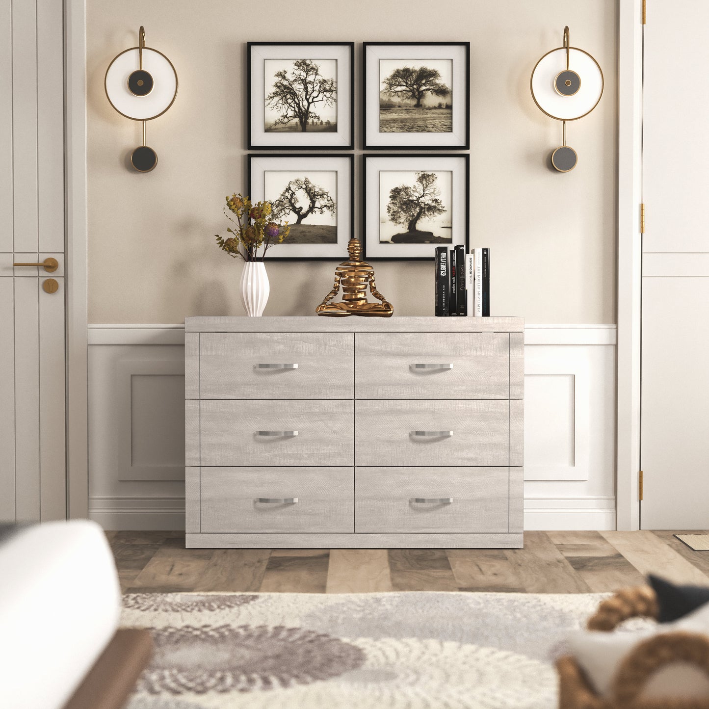 Galano 6-Drawer Double Dresser with Interlock Safety 46.5" W × 16.1" D × 31.0" H