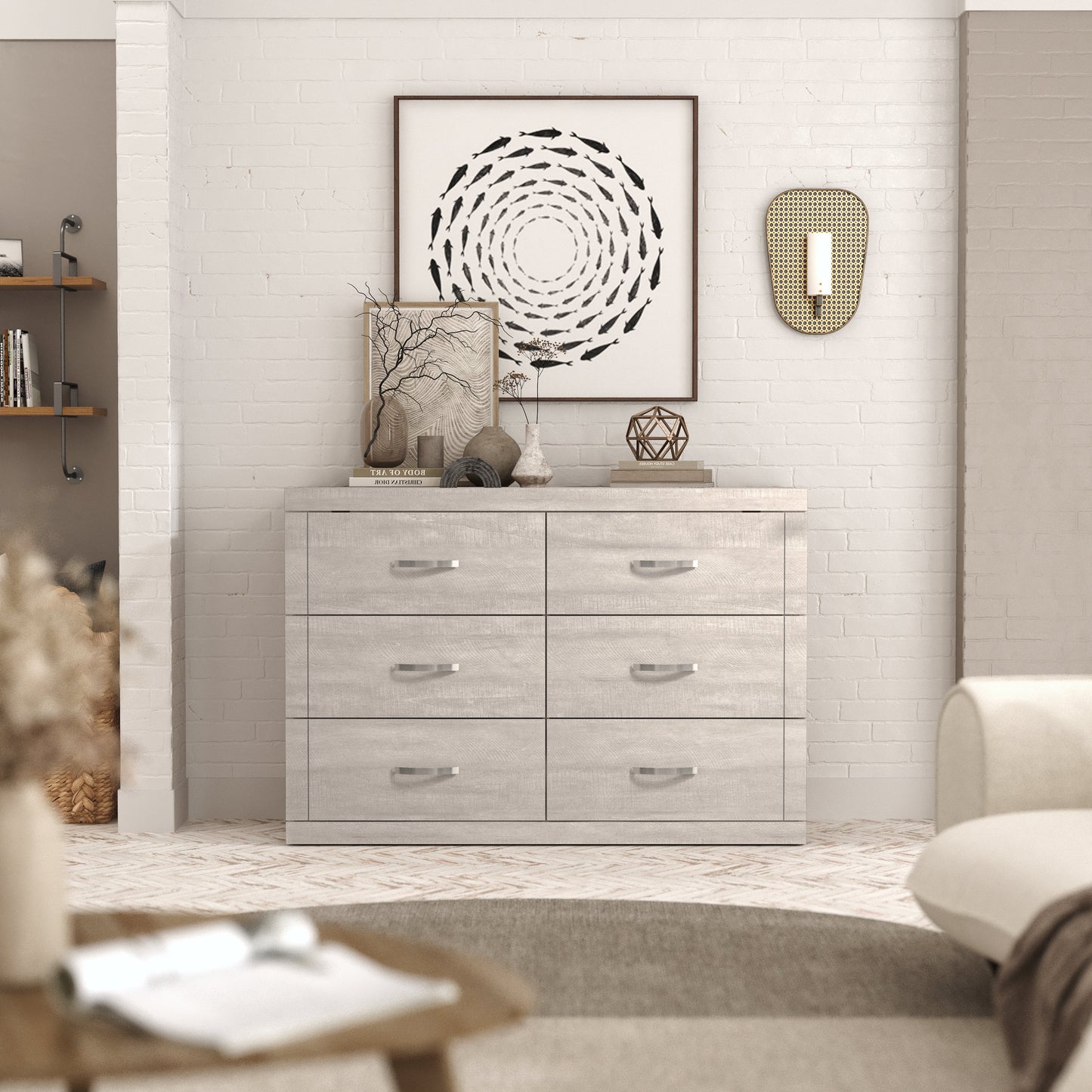 Galano 6-Drawer Double Dresser with Interlock Safety 46.5" W × 16.1" D × 31.0" H