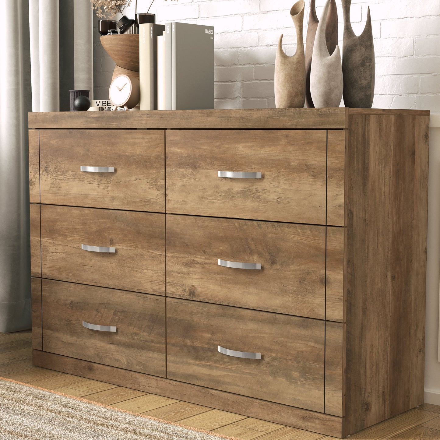 Galano 6-Drawer Double Dresser with Interlock Safety 46.5" W × 16.1" D × 31.0" H
