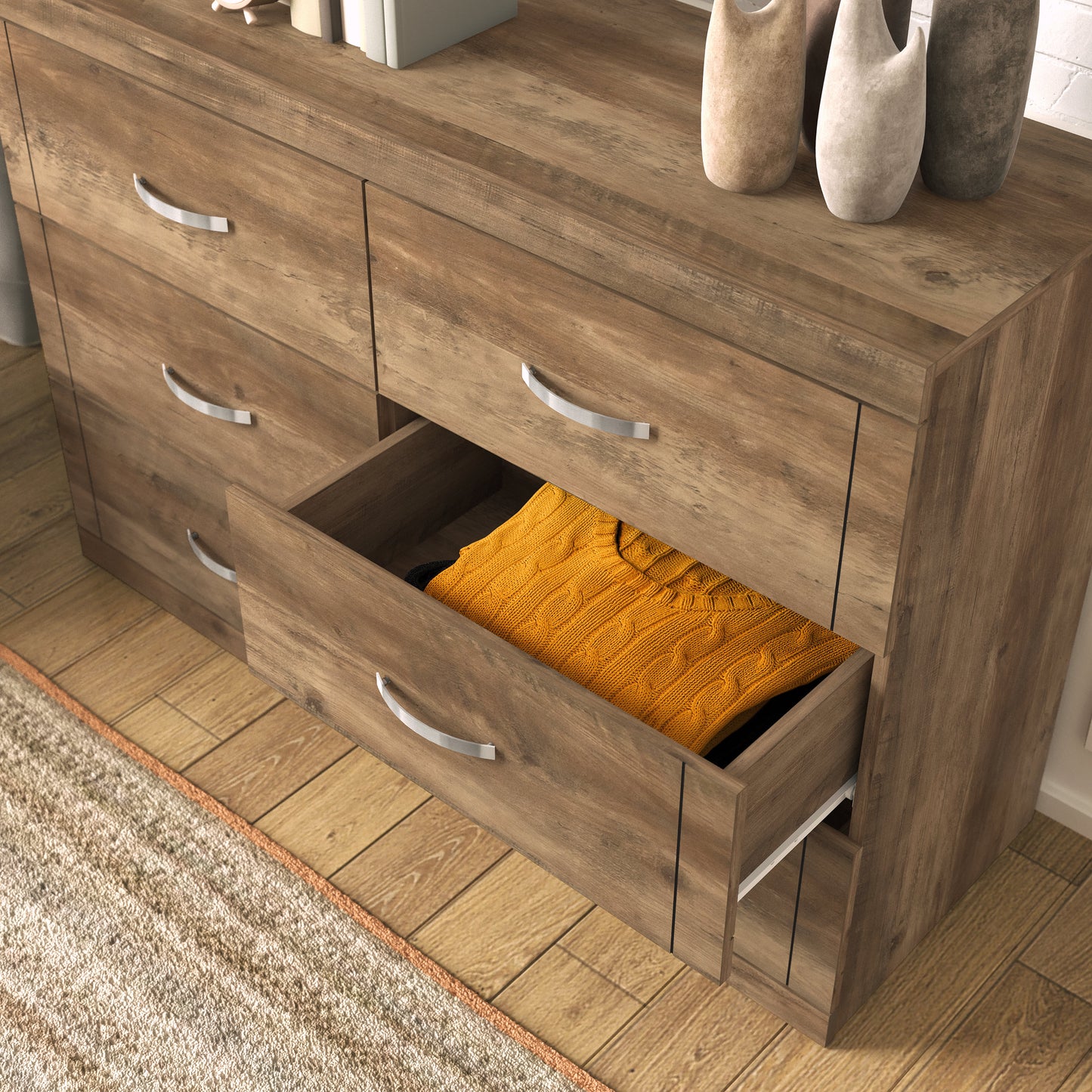 Galano 6-Drawer Double Dresser with Interlock Safety 46.5" W × 16.1" D × 31.0" H
