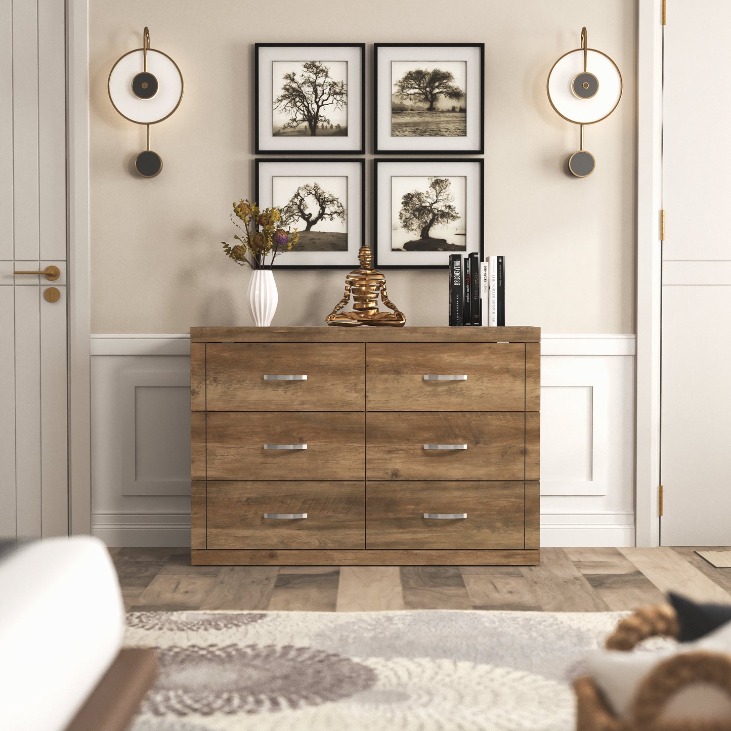 Galano 6-Drawer Double Dresser with Interlock Safety 46.5" W × 16.1" D × 31.0" H