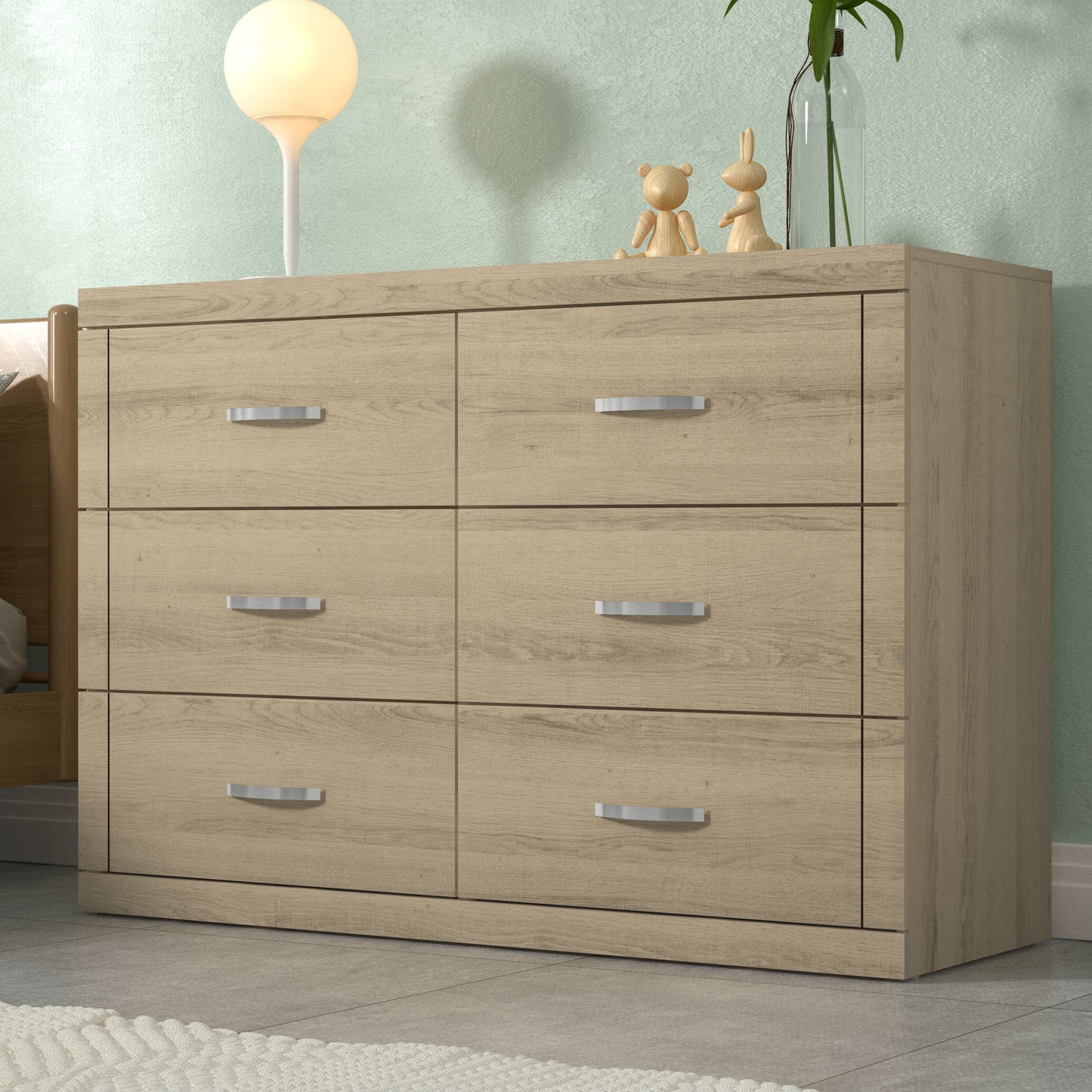 Galano 6-Drawer Double Dresser with Interlock Safety 46.5" W × 16.1" D × 31.0" H