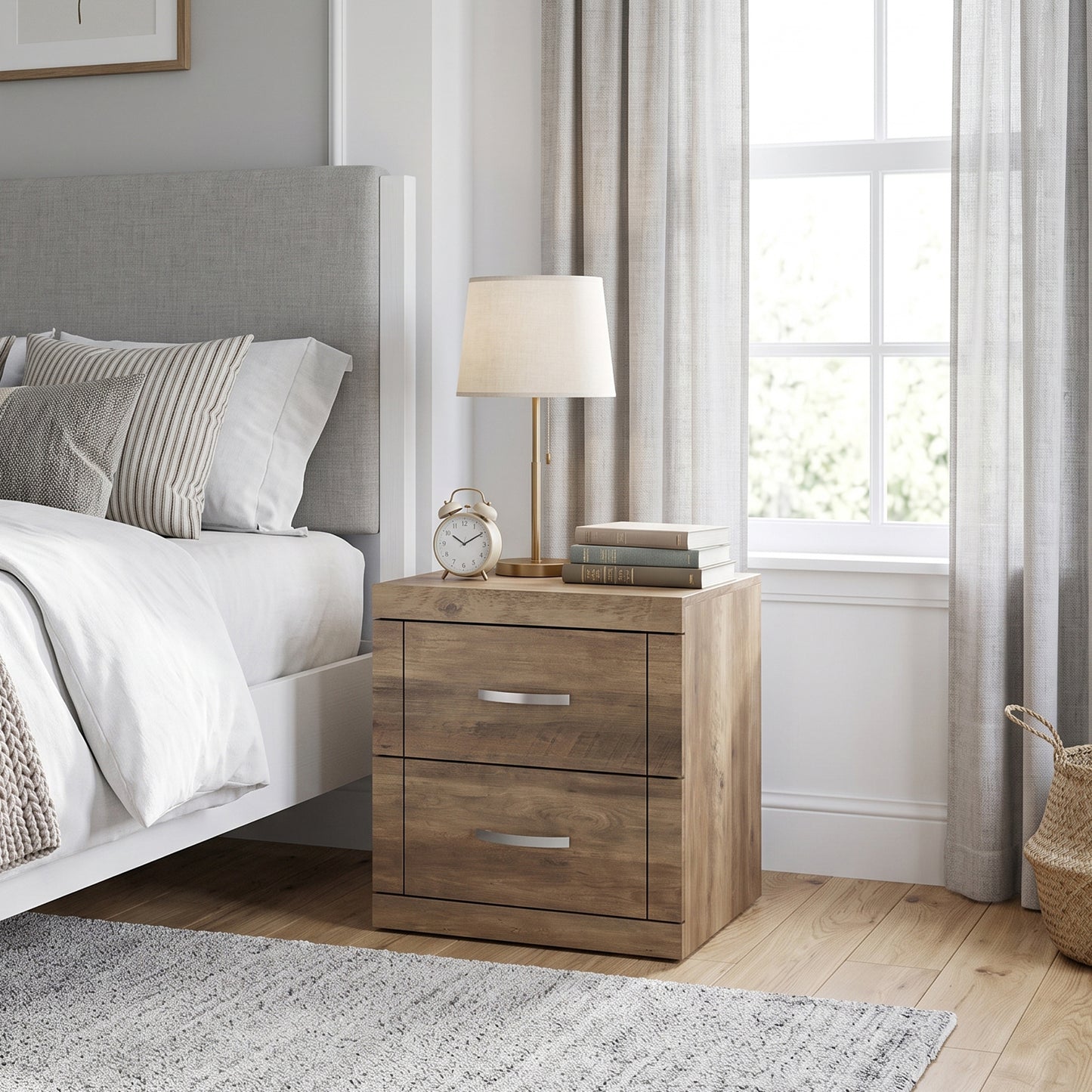 Galano Modern 2-Drawer Nightstand Bedside Table 19.0" W × 16.3" D × 20.3" H