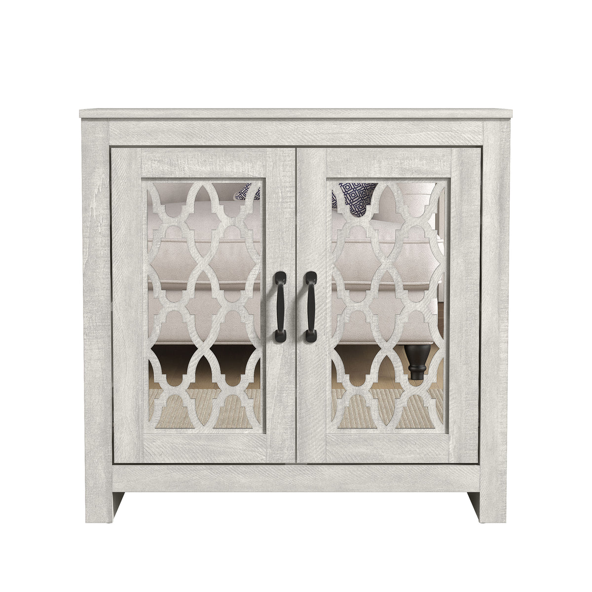GALANO 12-Pair Shoe Storage Cabinet with 2 Mirrored Doors