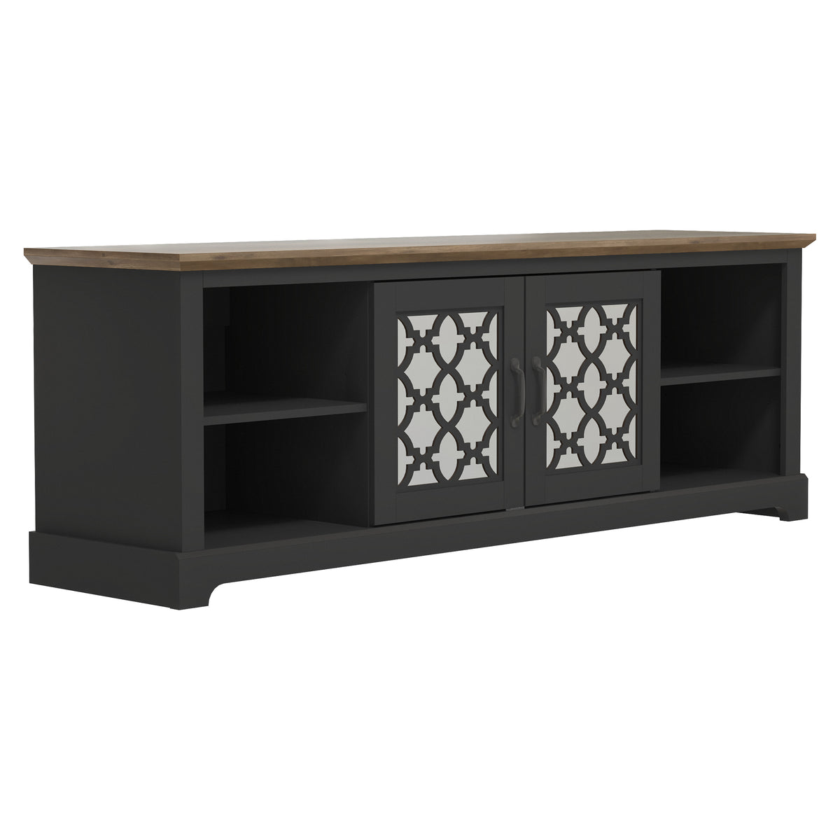 GALANO TV Stand with Mirrored Doors for TVs up to 75 Inches