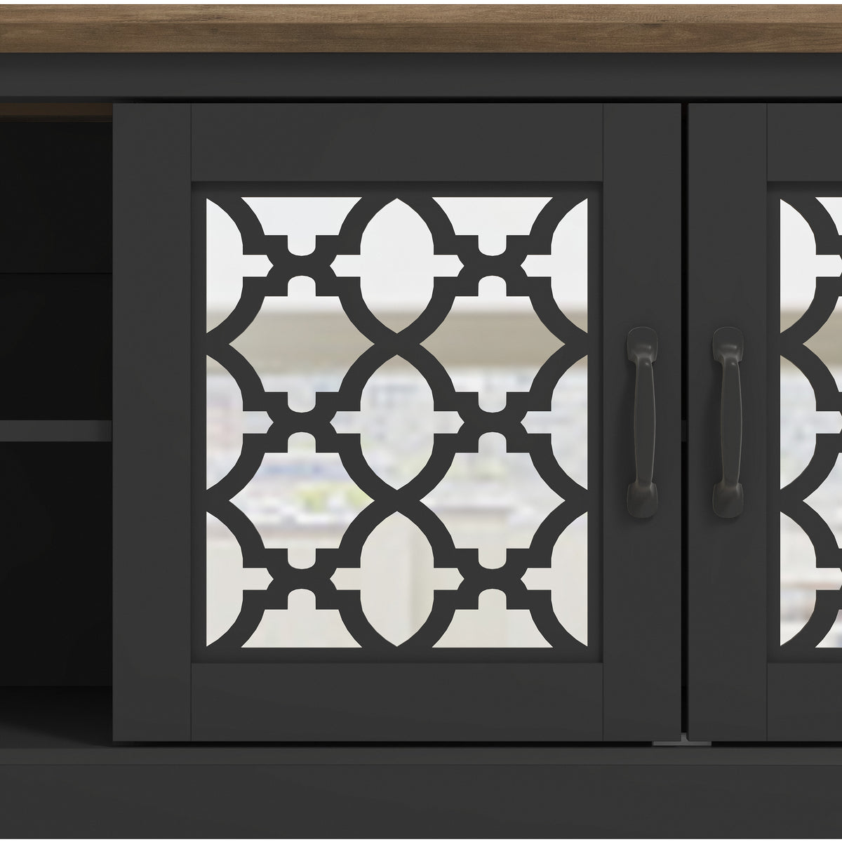 GALANO TV Stand with Mirrored Doors for TVs up to 75 Inches