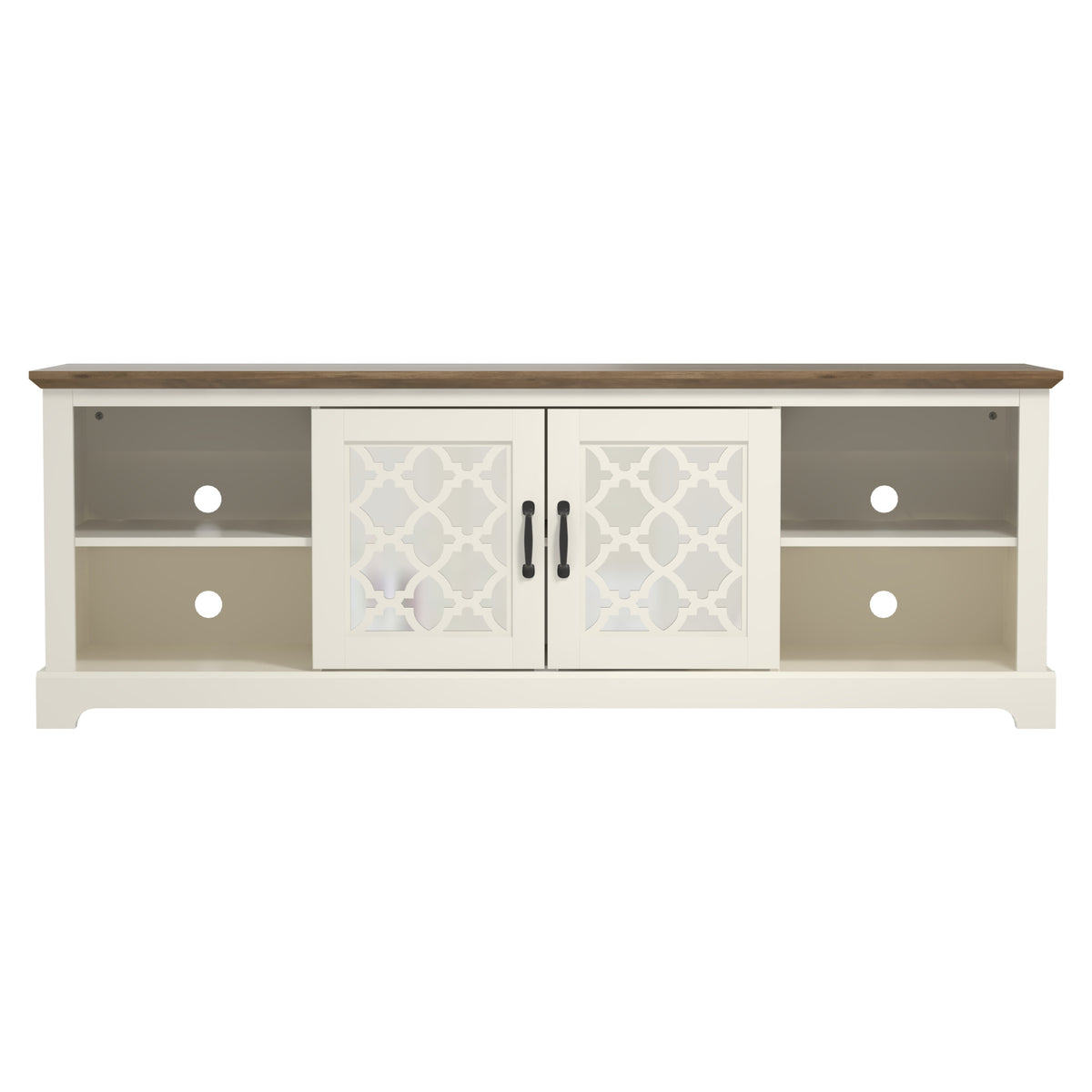 GALANO TV Stand with Mirrored Doors for TVs up to 75 Inches