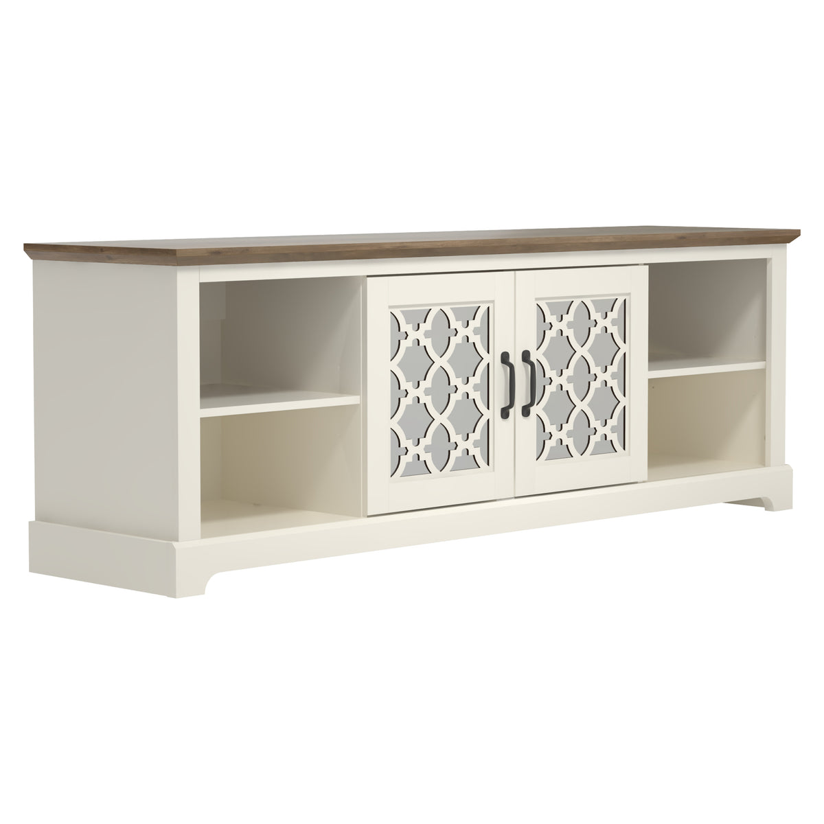 GALANO TV Stand with Mirrored Doors for TVs up to 75 Inches