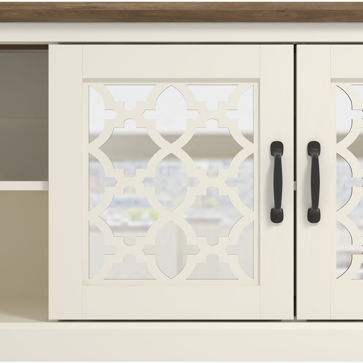 GALANO TV Stand with Mirrored Doors for TVs up to 75 Inches
