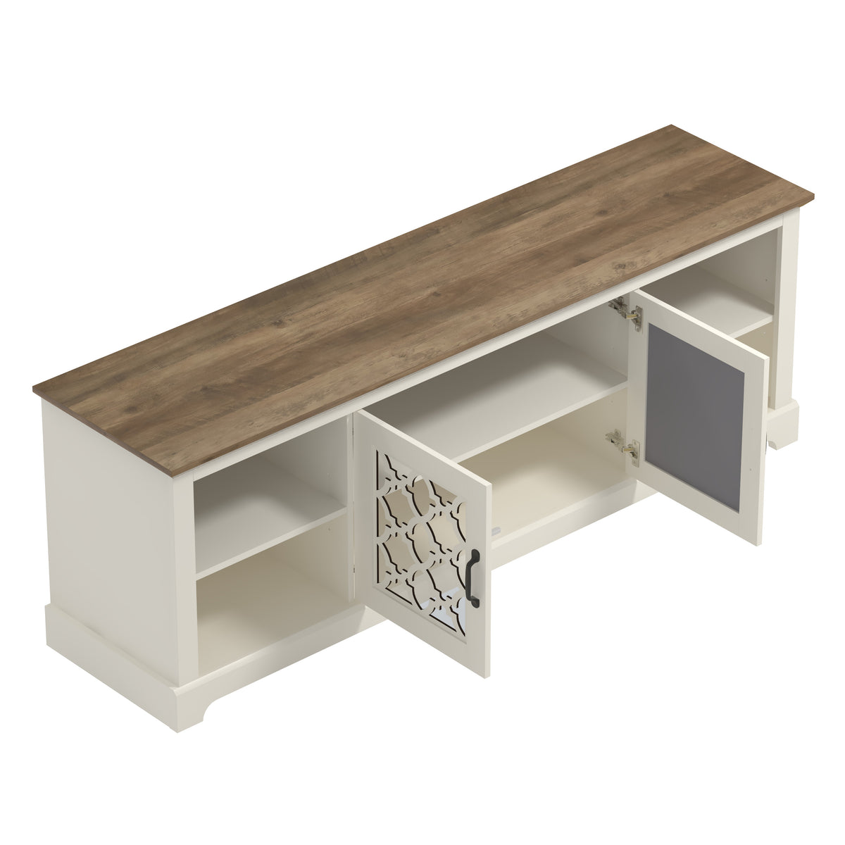 GALANO TV Stand with Mirrored Doors for TVs up to 75 Inches