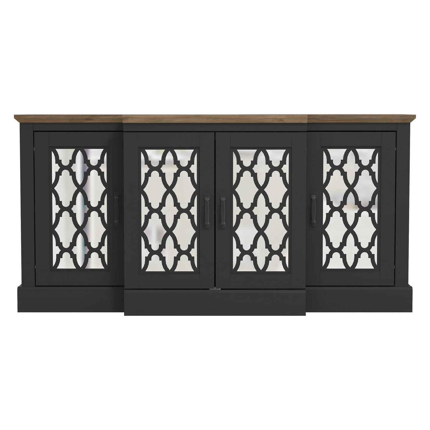 Galano sideboard with mirrored cutout doors 60.4" W × 18.2" D × 29.3" H