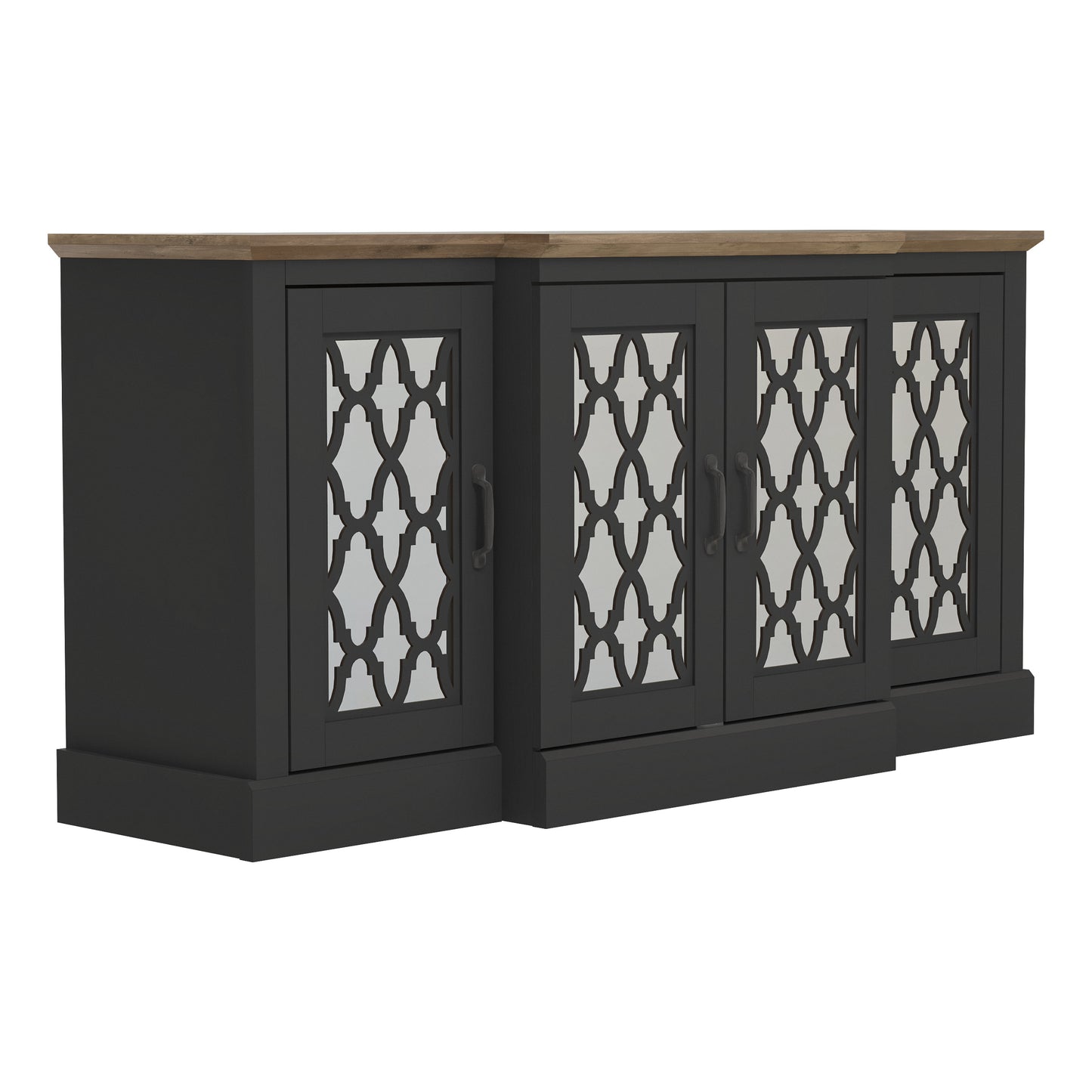 Galano sideboard with mirrored cutout doors 60.4" W × 18.2" D × 29.3" H
