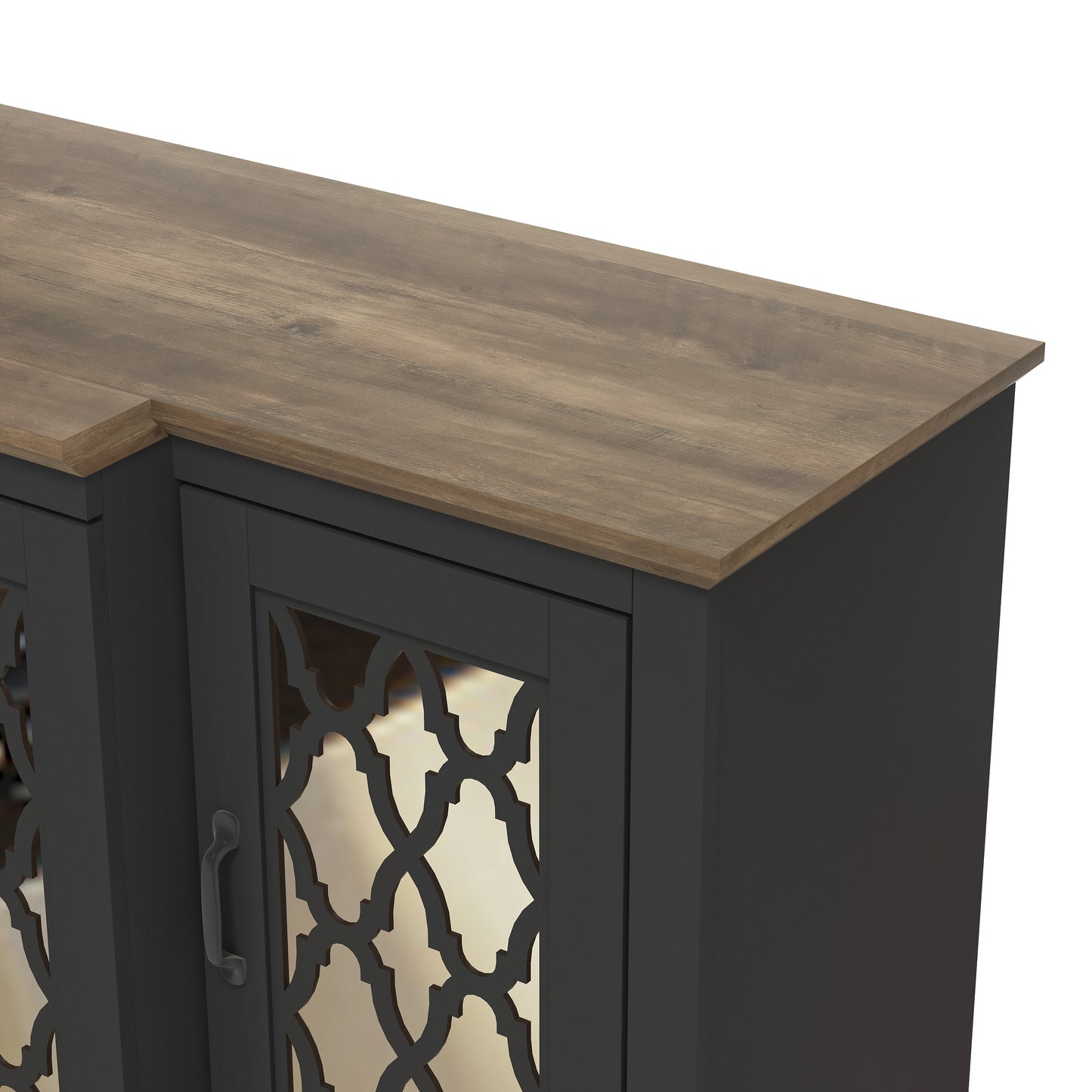 Galano sideboard with mirrored cutout doors 60.4" W × 18.2" D × 29.3" H