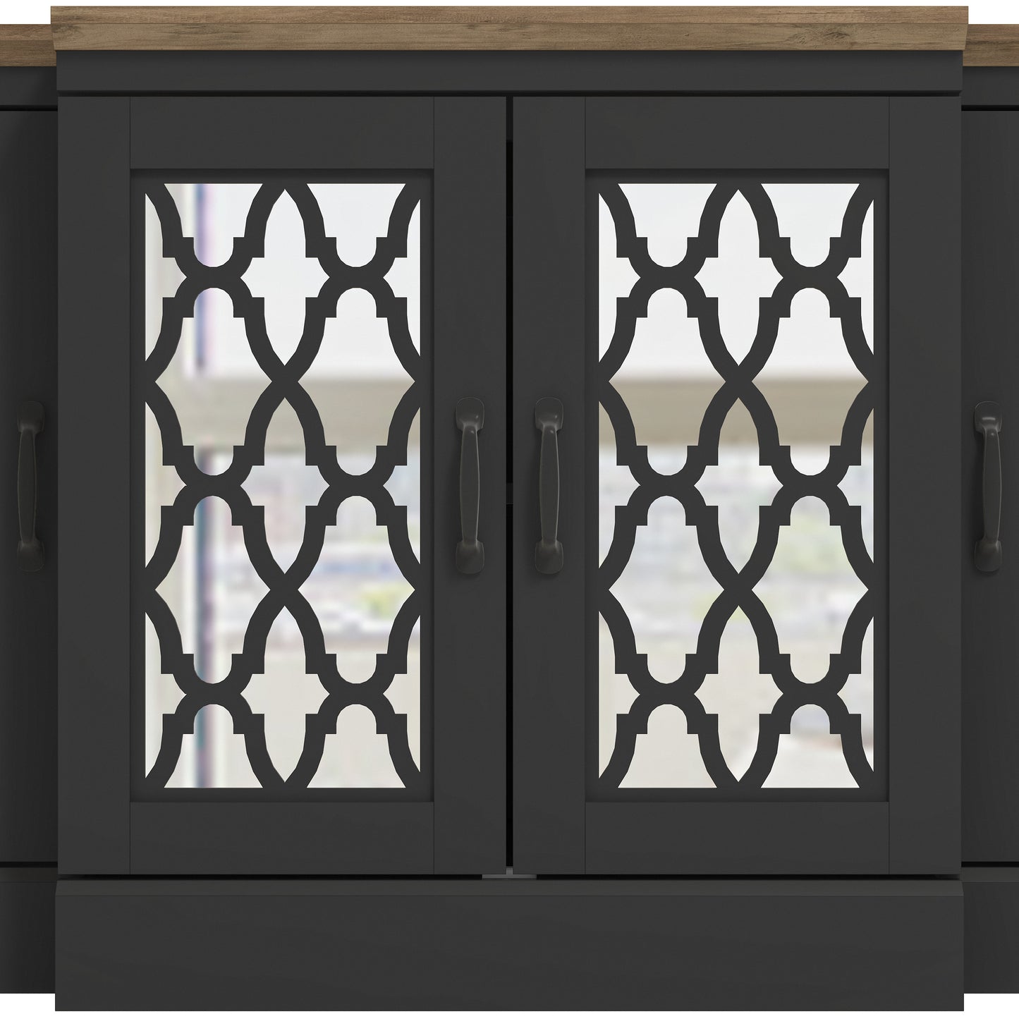 Galano sideboard with mirrored cutout doors 60.4" W × 18.2" D × 29.3" H