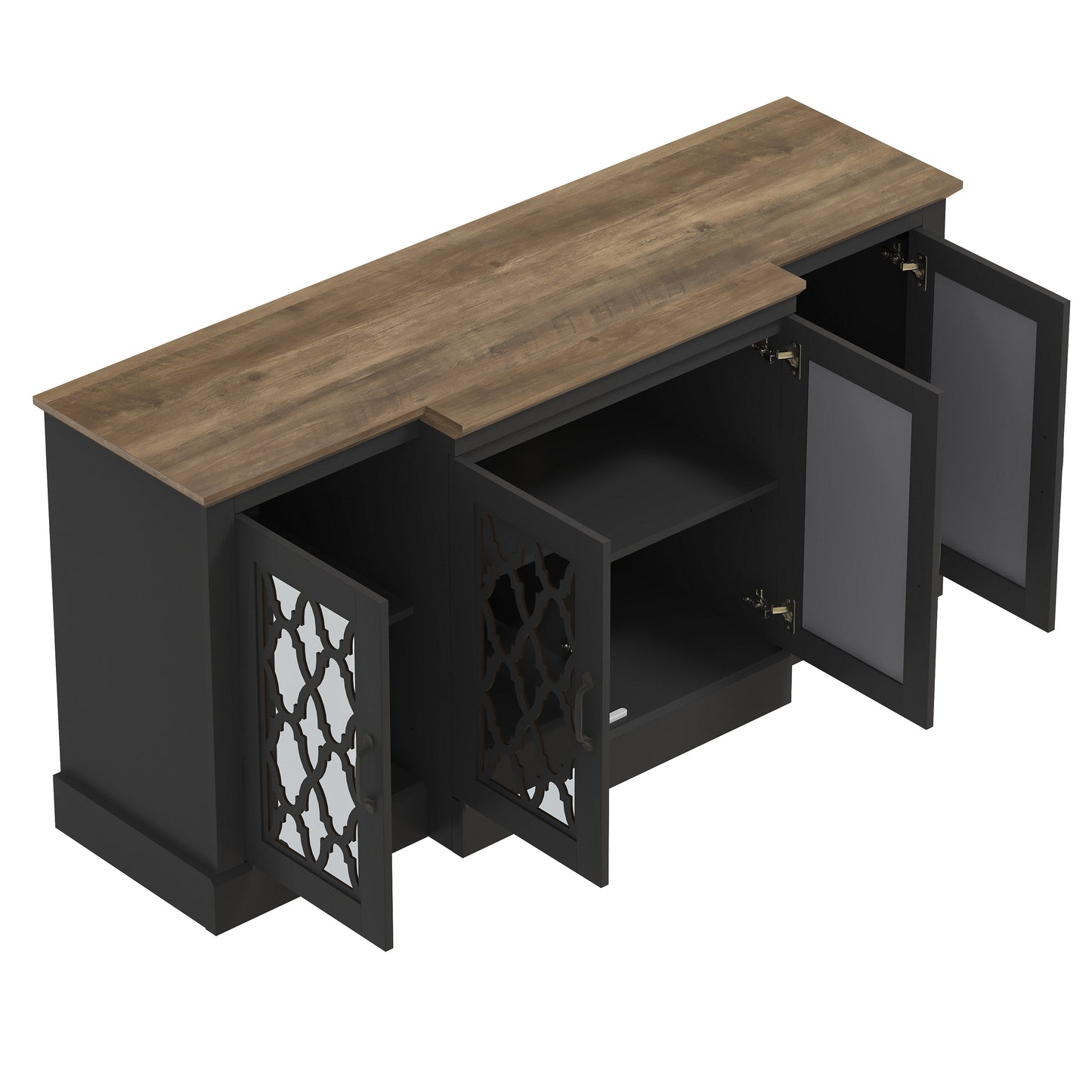 Galano sideboard with mirrored cutout doors 60.4" W × 18.2" D × 29.3" H