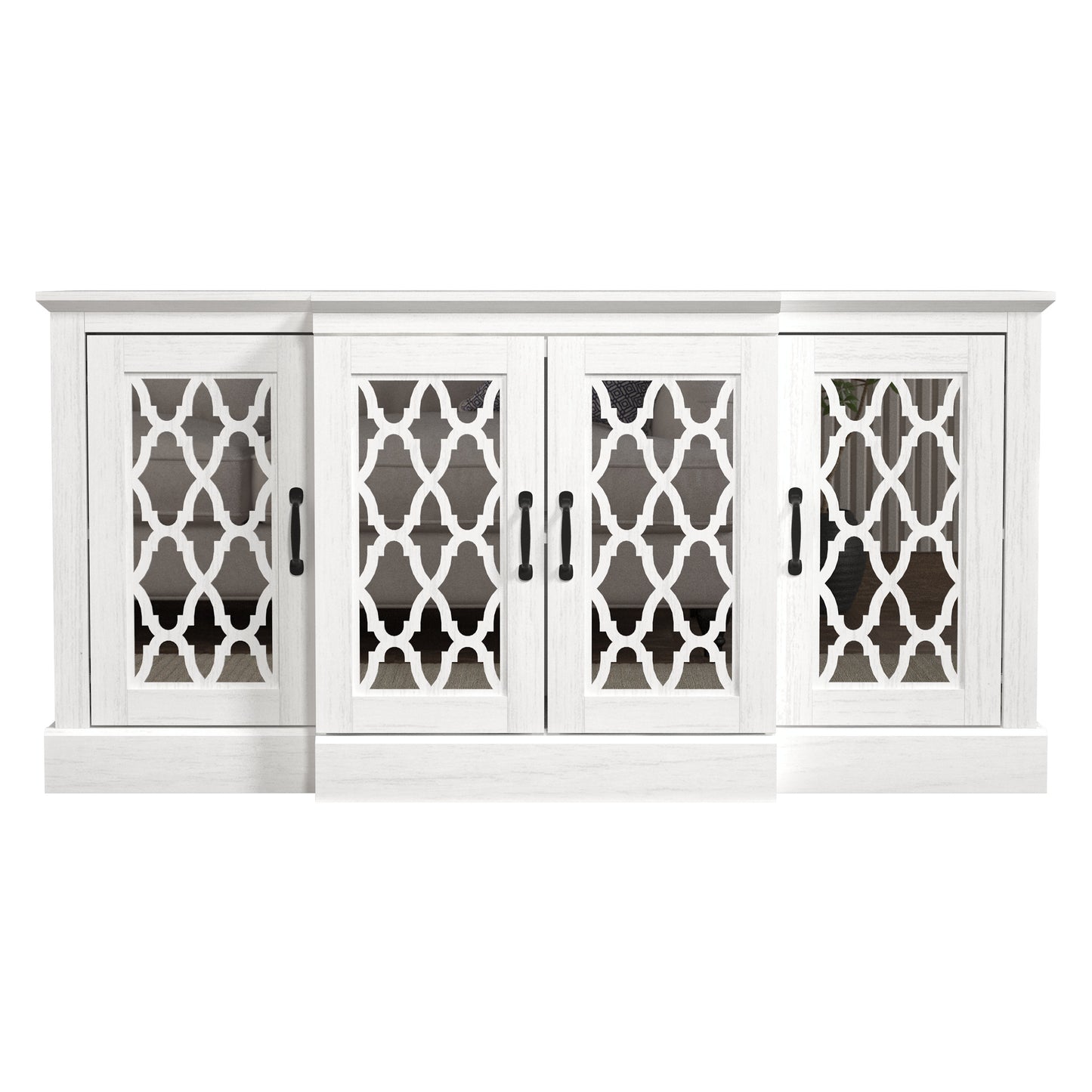 Galano sideboard with mirrored cutout doors 60.4" W × 18.2" D × 29.3" H