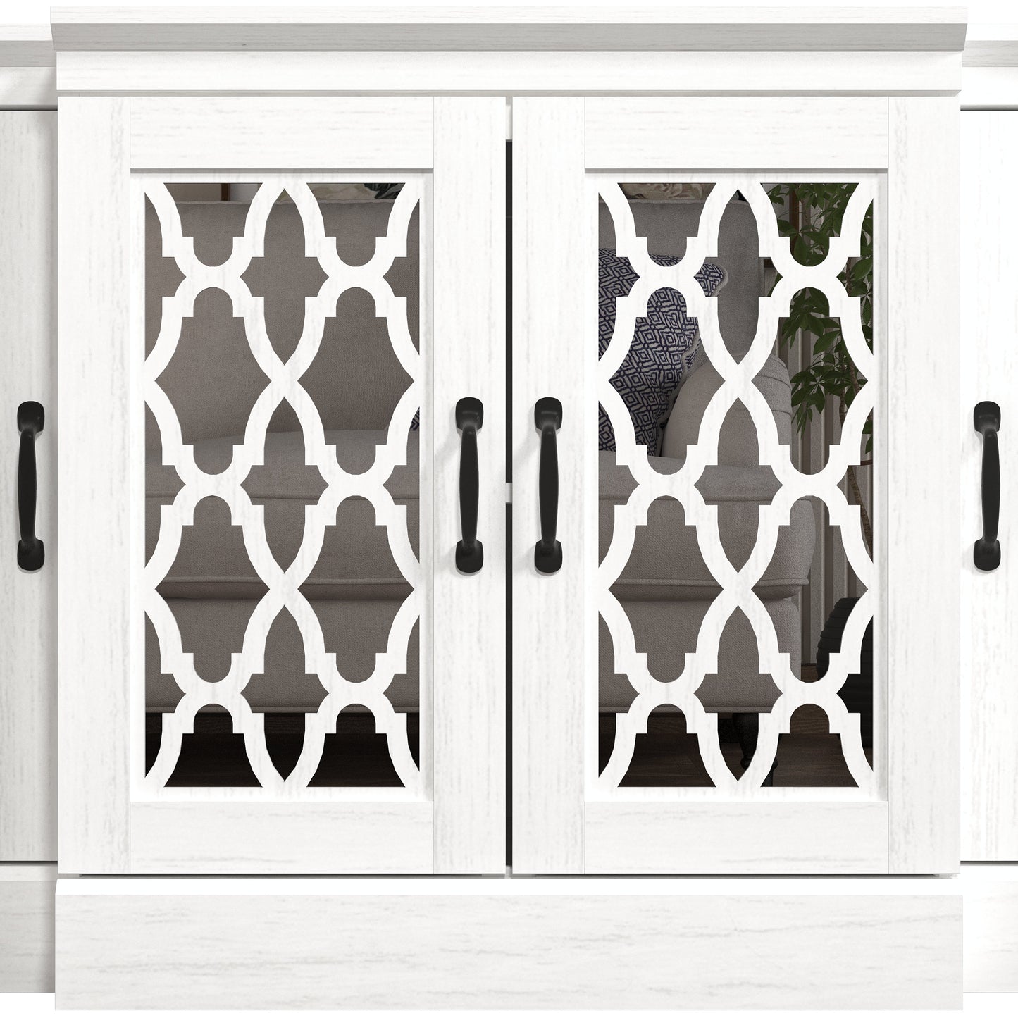 Galano sideboard with mirrored cutout doors 60.4" W × 18.2" D × 29.3" H