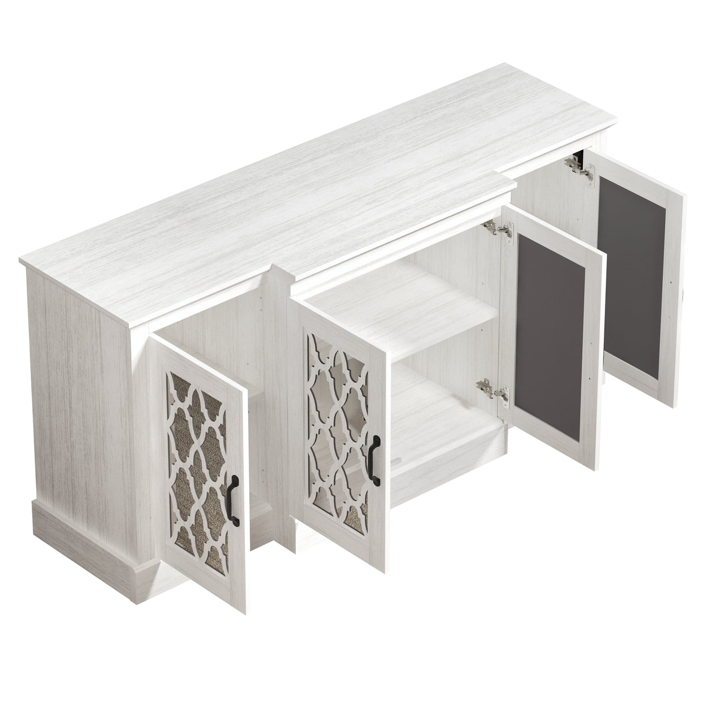 Galano sideboard with mirrored cutout doors 60.4" W × 18.2" D × 29.3" H