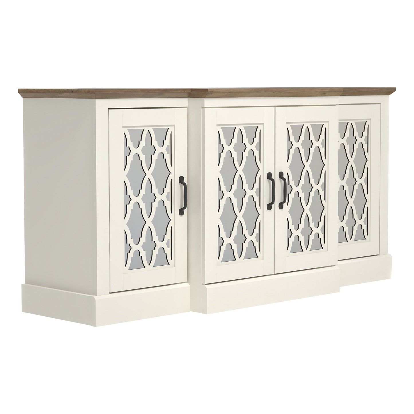 Galano sideboard with mirrored cutout doors 60.4" W × 18.2" D × 29.3" H