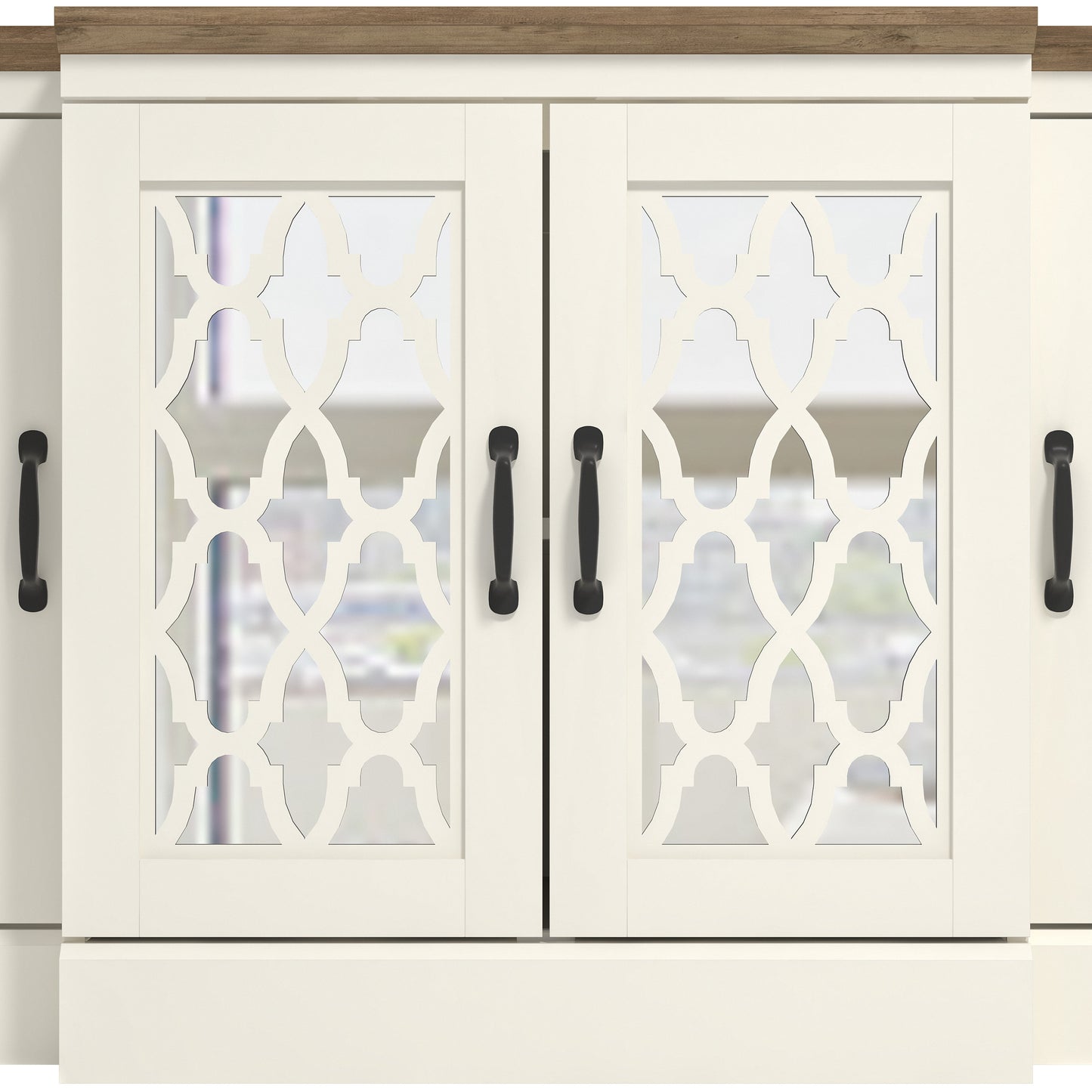 Galano sideboard with mirrored cutout doors 60.4" W × 18.2" D × 29.3" H