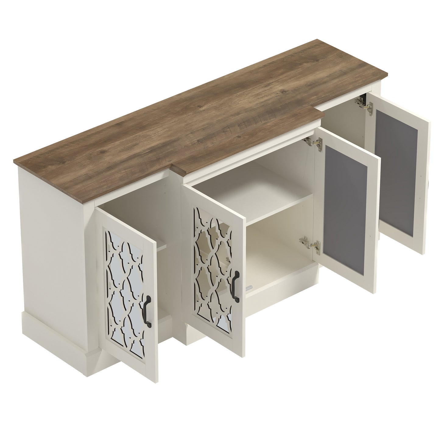 Galano sideboard with mirrored cutout doors 60.4" W × 18.2" D × 29.3" H