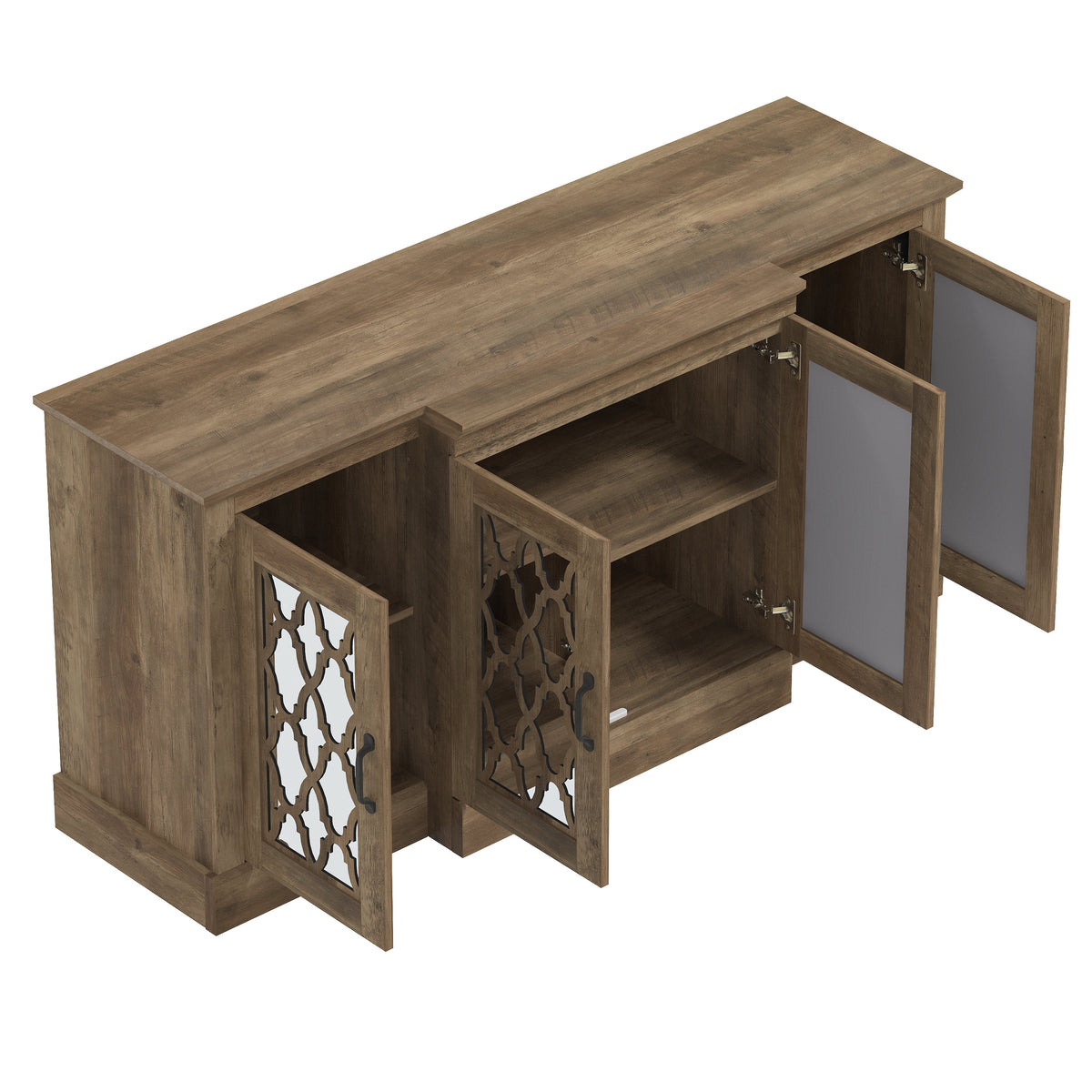 GALANO 60.4" 4-Door Sideboard Buffet with 6 Adjustable Shelves and Cable Management