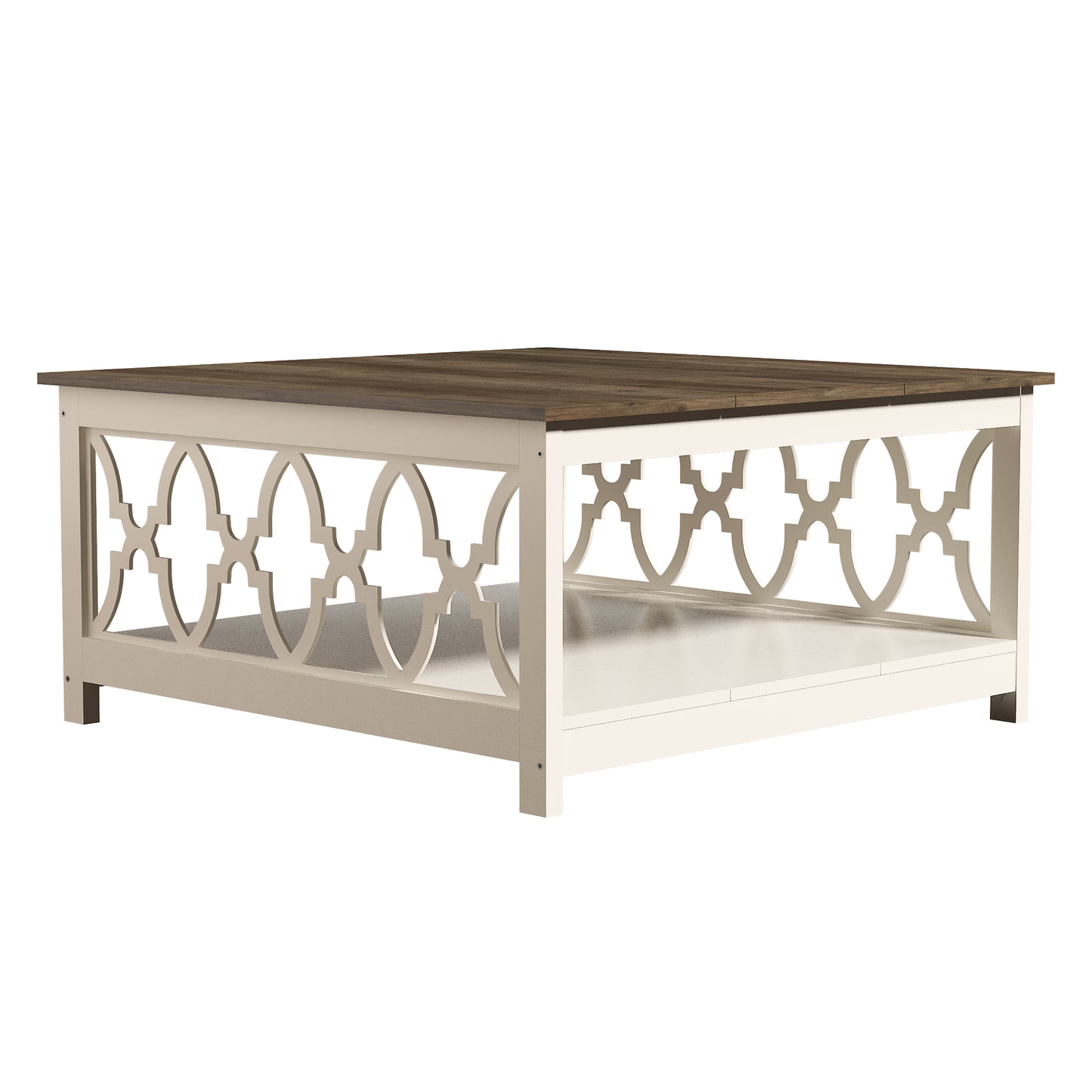 Galano Square Coffee Table with Open Cubby Storage 34.8" W × 34.9" D × 17.1" H