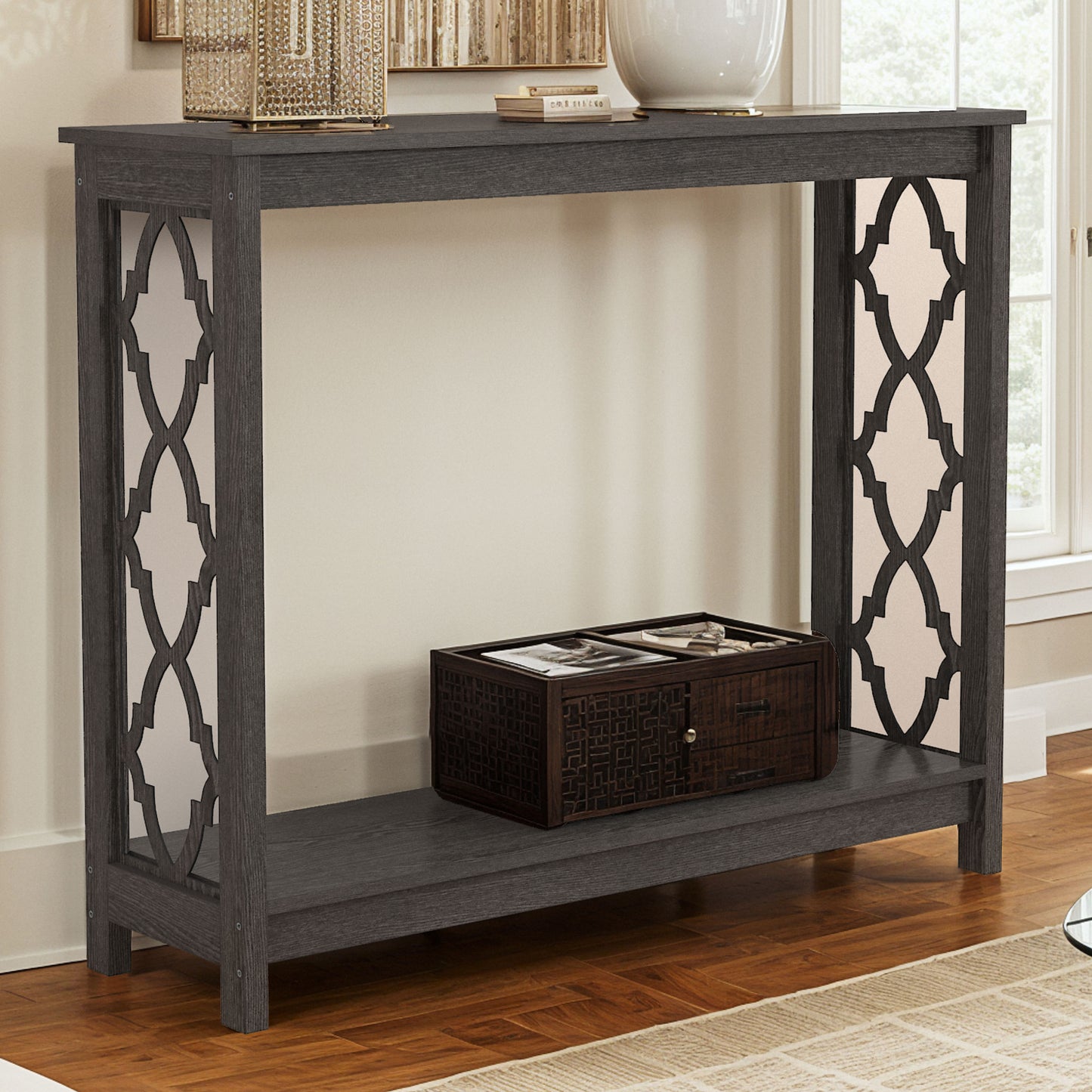 Galano Wood Console Table with Lower Shelf 38.1" W x 11.6" D x 31.5" H
