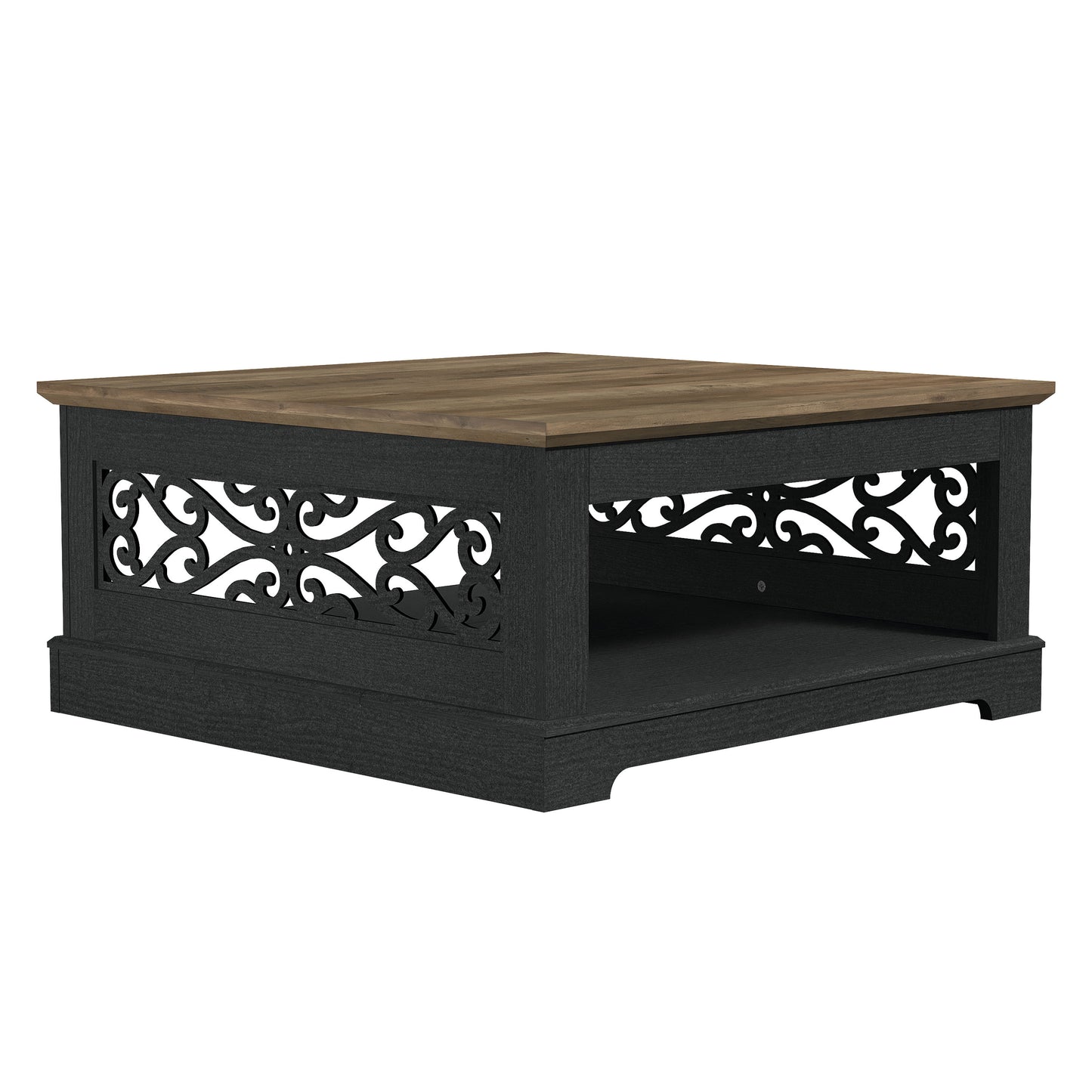 Galano Wood Coffee Table with Storage Shelf 34.8" W x 34.8" D x 16.1" H