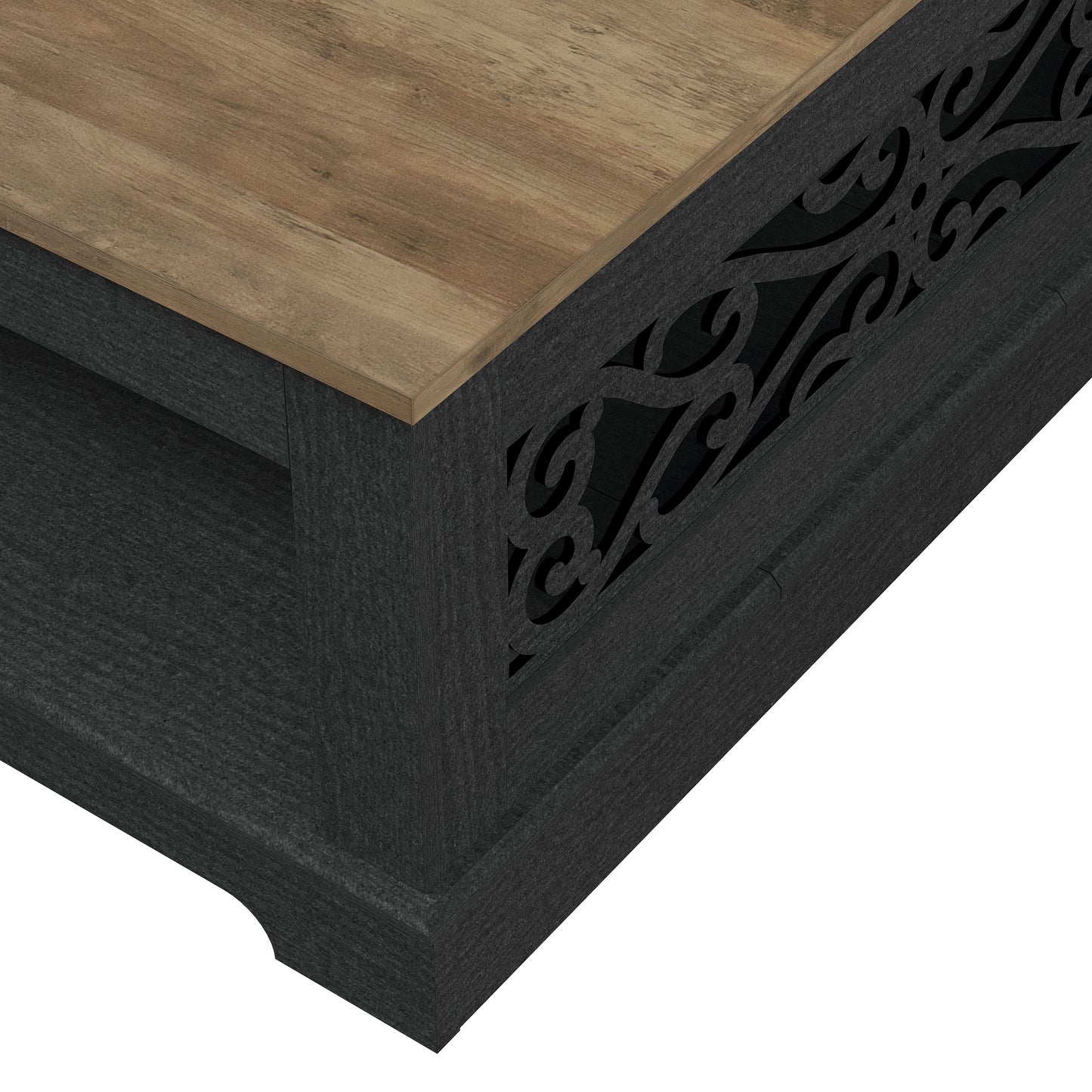 Galano Wood Coffee Table with Storage Shelf 34.8" W x 34.8" D x 16.1" H