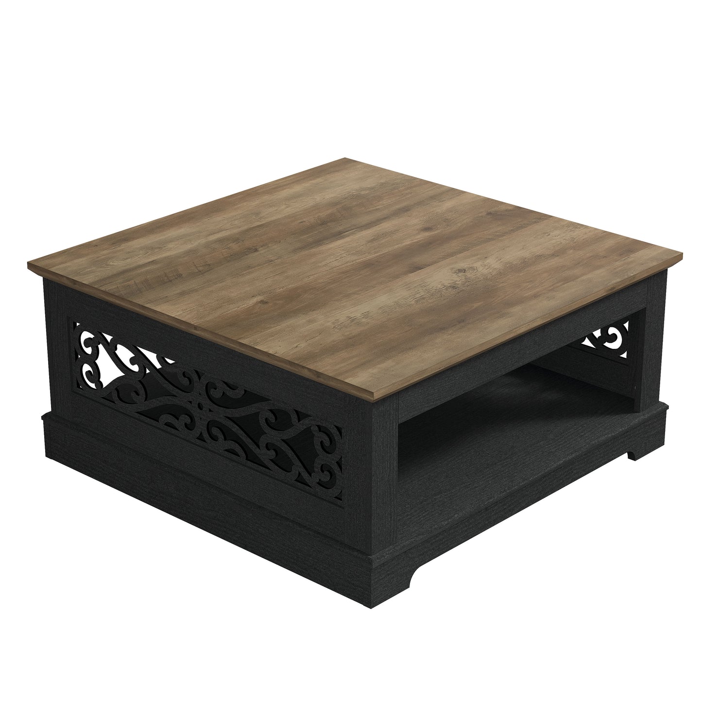 Galano Wood Coffee Table with Storage Shelf 34.8" W x 34.8" D x 16.1" H