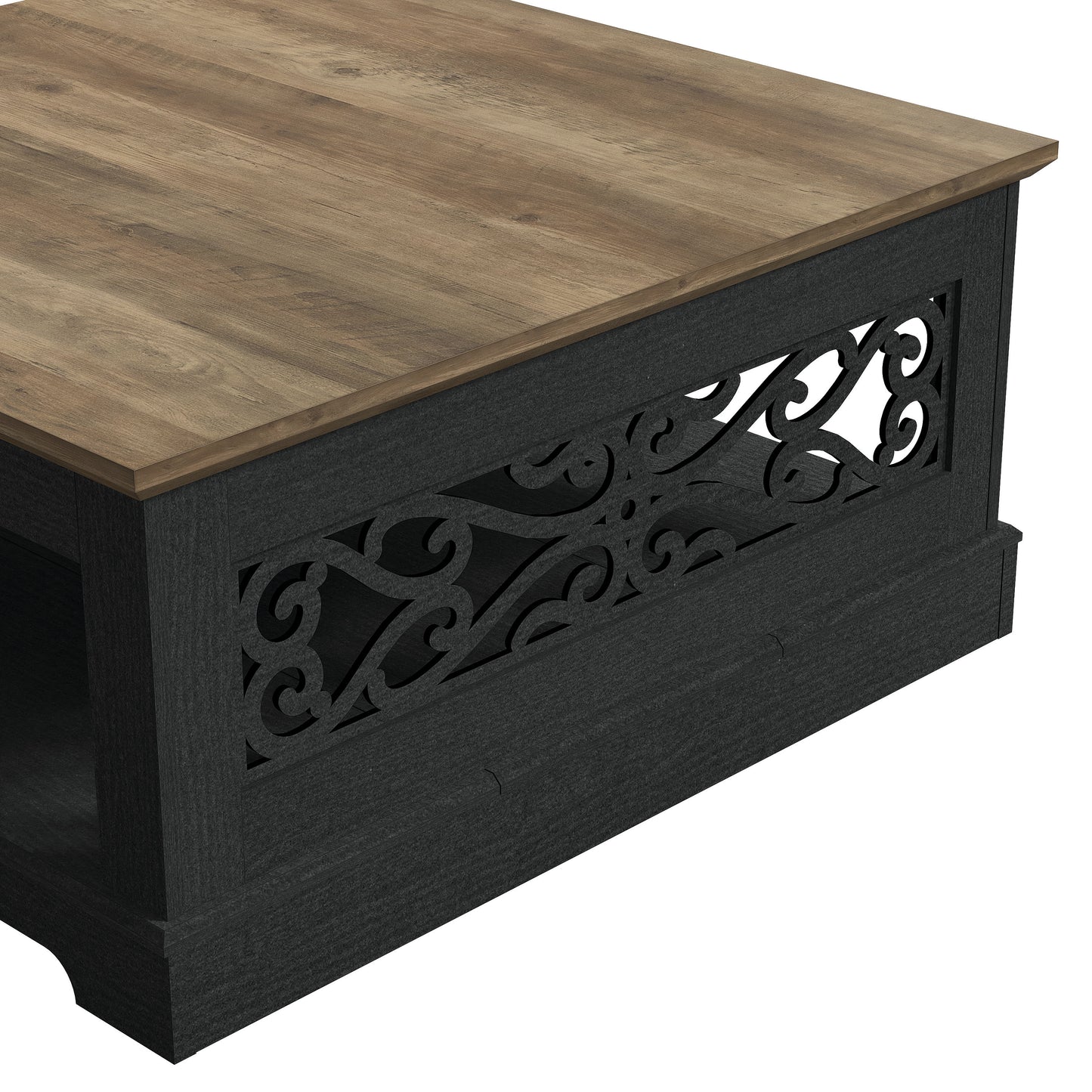 Galano Wood Coffee Table with Storage Shelf 34.8" W x 34.8" D x 16.1" H