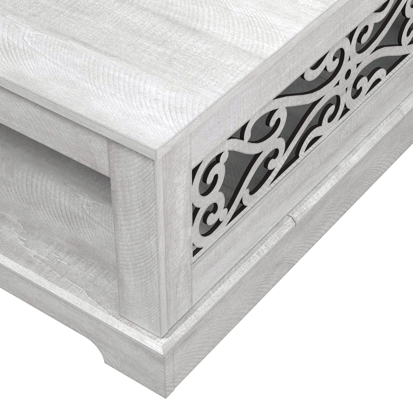 Galano Wood Coffee Table with Storage Shelf 34.8" W x 34.8" D x 16.1" H