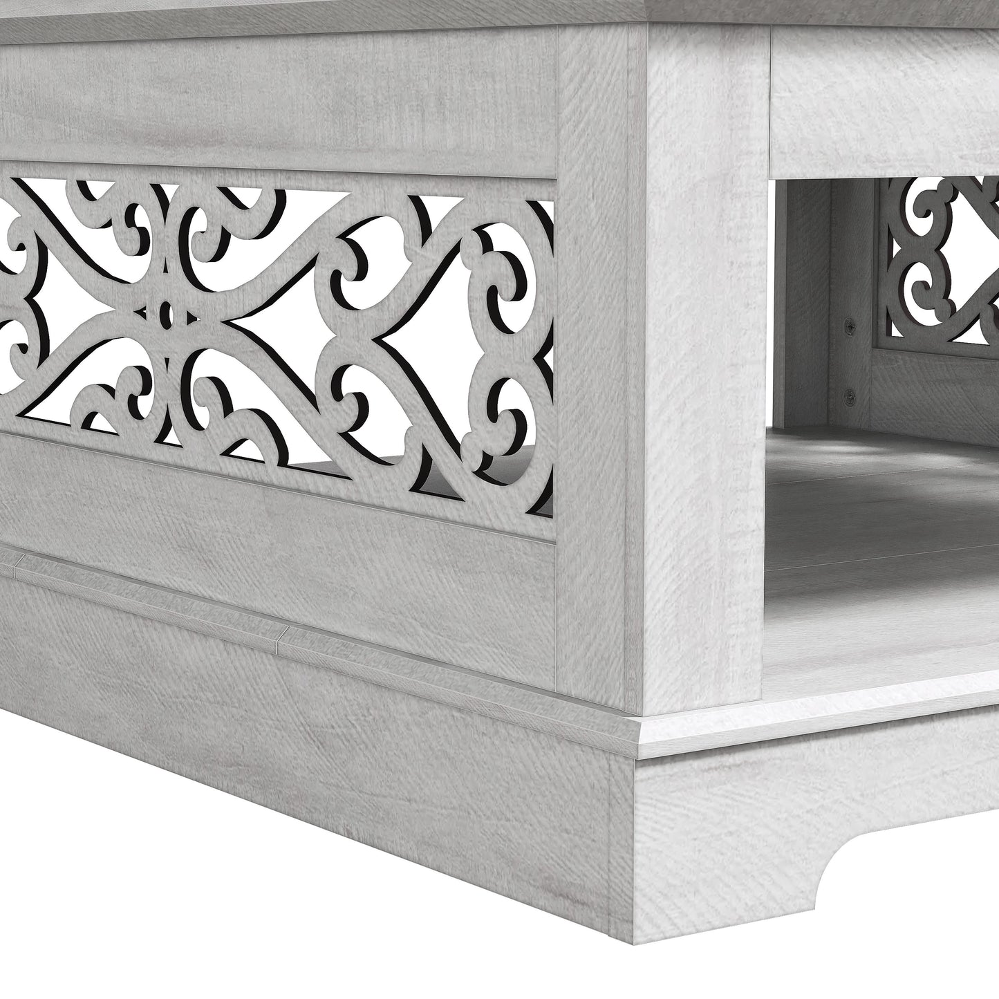 Galano Wood Coffee Table with Storage Shelf 34.8" W x 34.8" D x 16.1" H