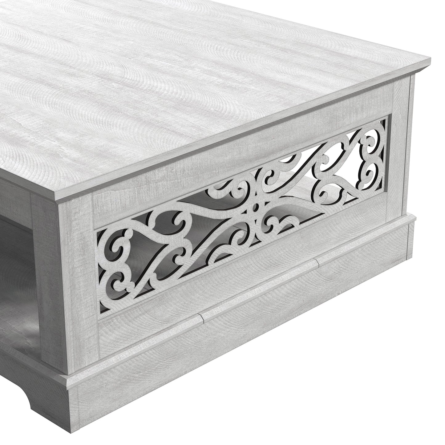 Galano Wood Coffee Table with Storage Shelf 34.8" W x 34.8" D x 16.1" H
