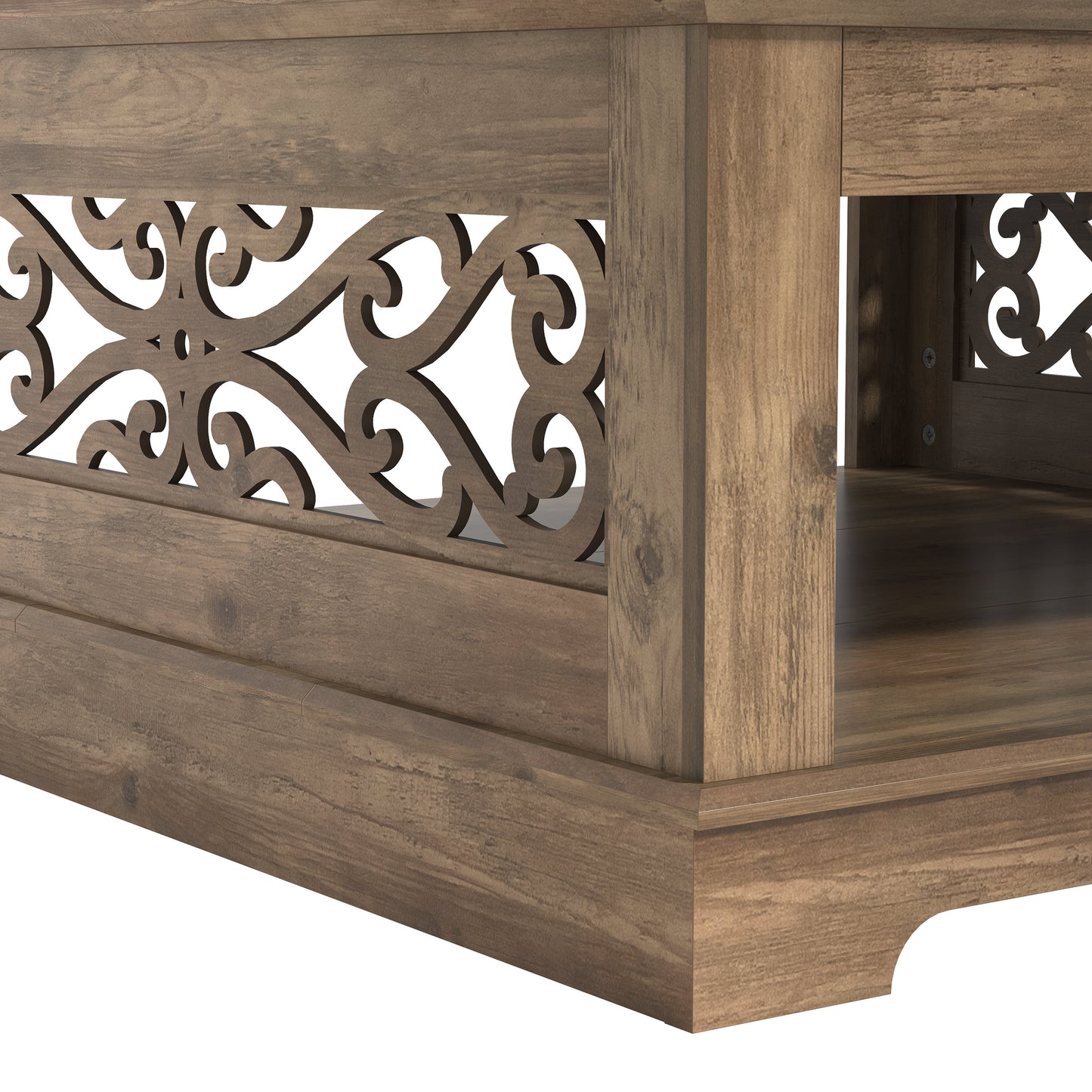 Galano Wood Coffee Table with Storage Shelf 34.8" W x 34.8" D x 16.1" H