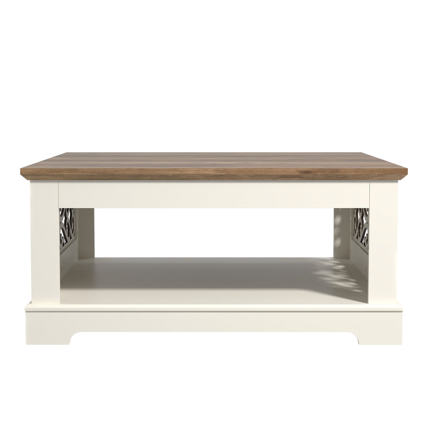 Galano Wood Coffee Table with Storage Shelf 34.8" W x 34.8" D x 16.1" H