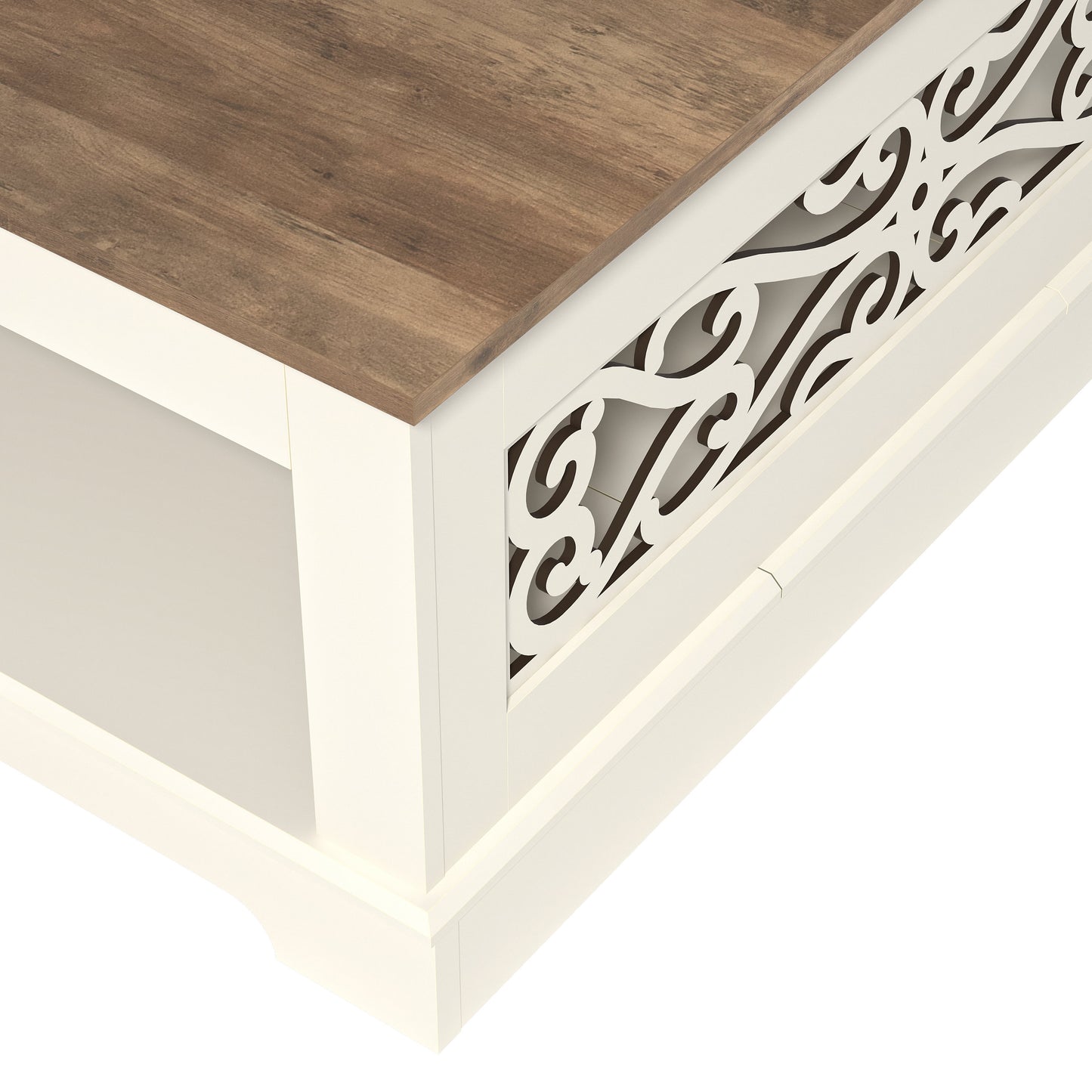 Galano Wood Coffee Table with Storage Shelf 34.8" W x 34.8" D x 16.1" H