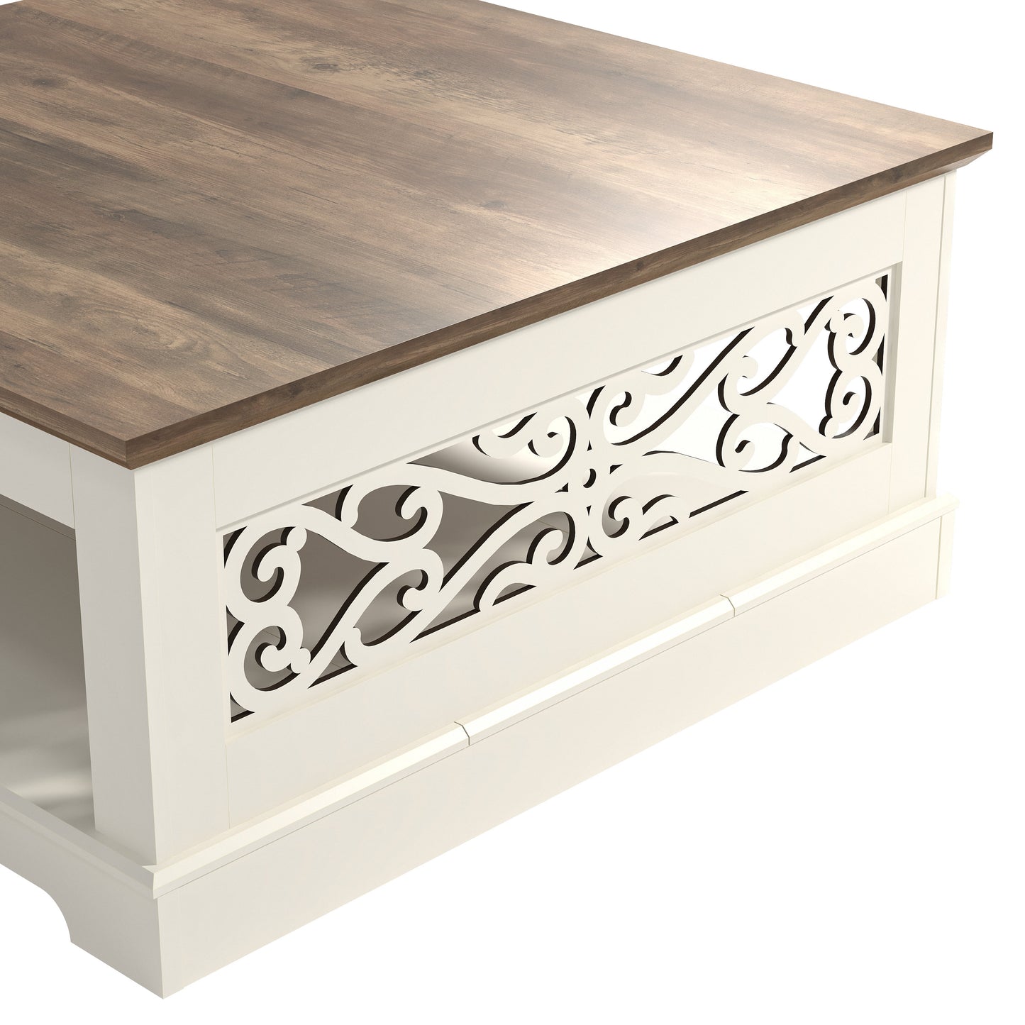 Galano Wood Coffee Table with Storage Shelf 34.8" W x 34.8" D x 16.1" H