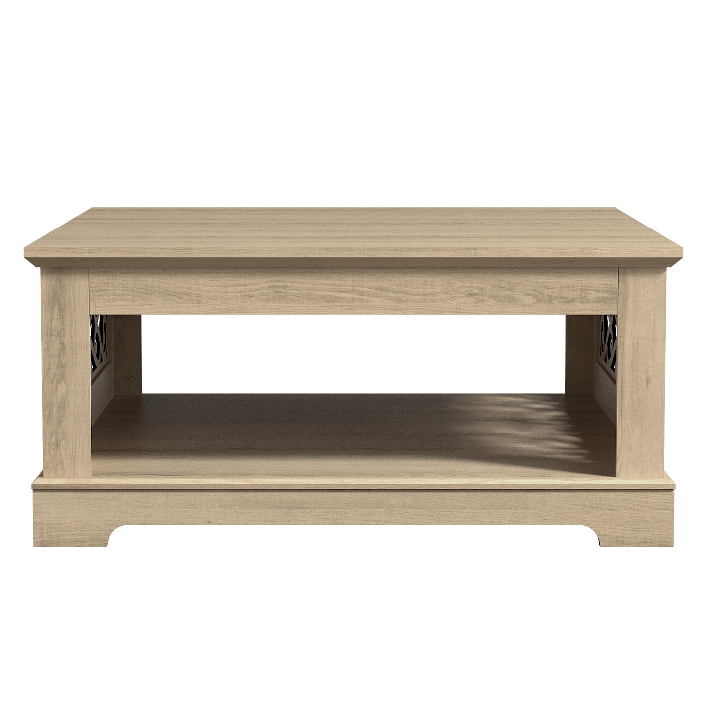 Galano Wood Coffee Table with Storage Shelf 34.8" W x 34.8" D x 16.1" H