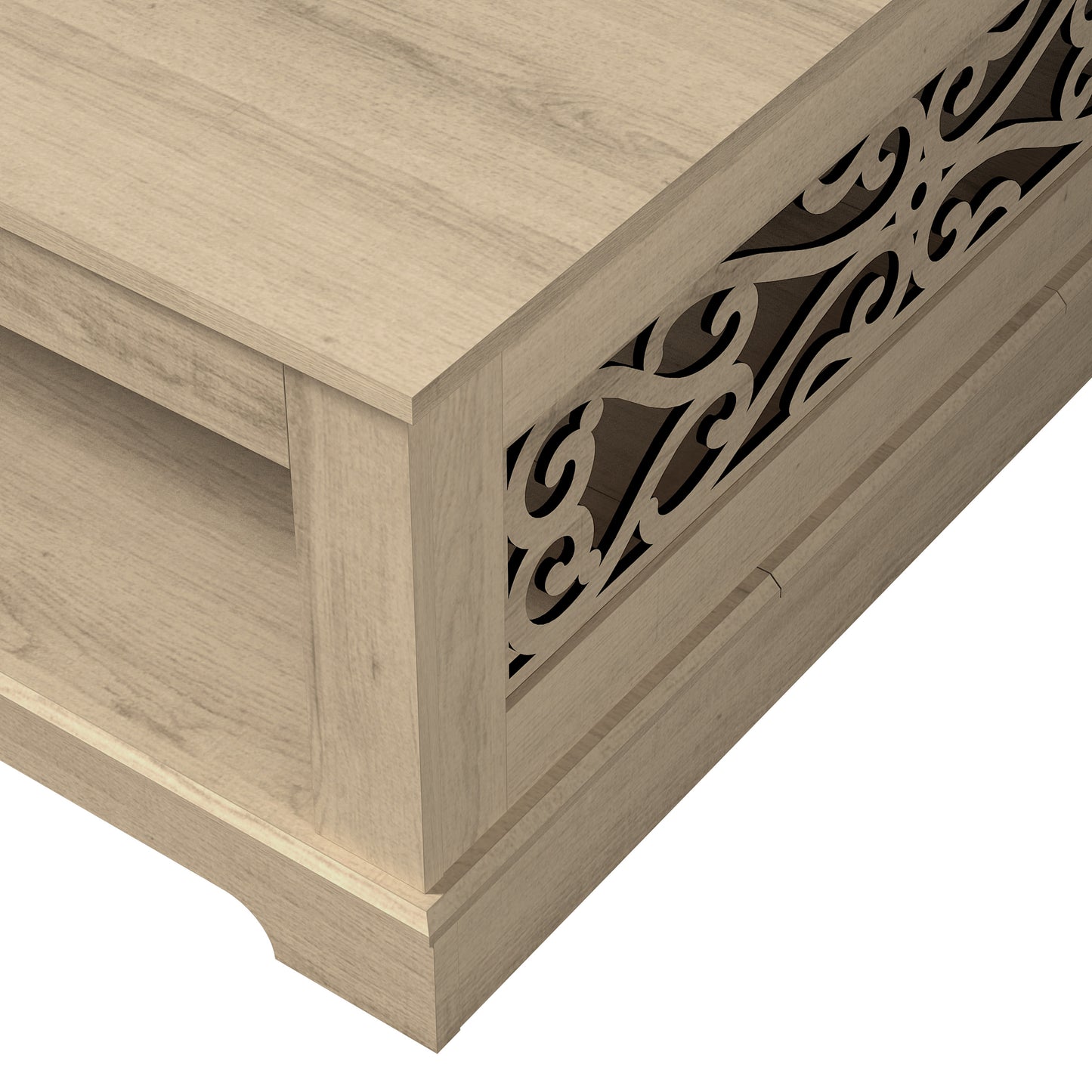 Galano Wood Coffee Table with Storage Shelf 34.8" W x 34.8" D x 16.1" H