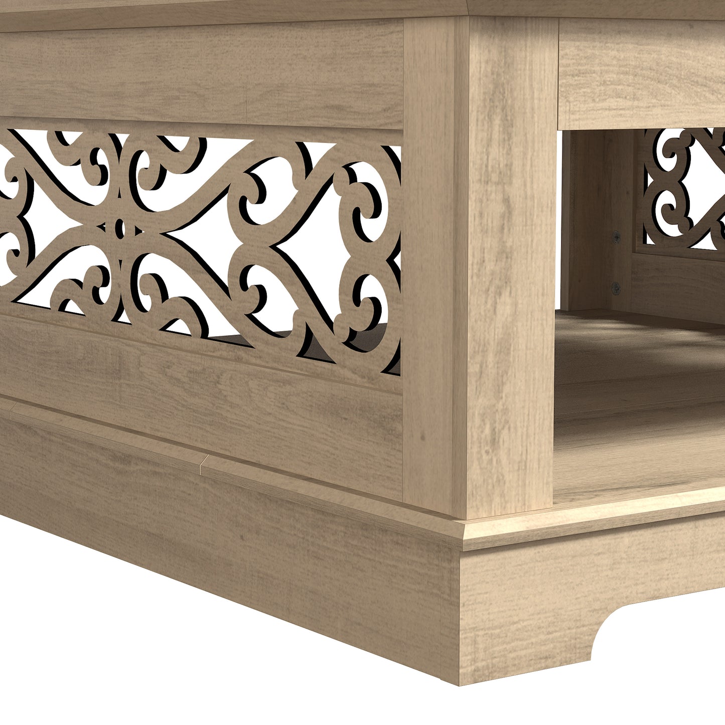 Galano Wood Coffee Table with Storage Shelf 34.8" W x 34.8" D x 16.1" H