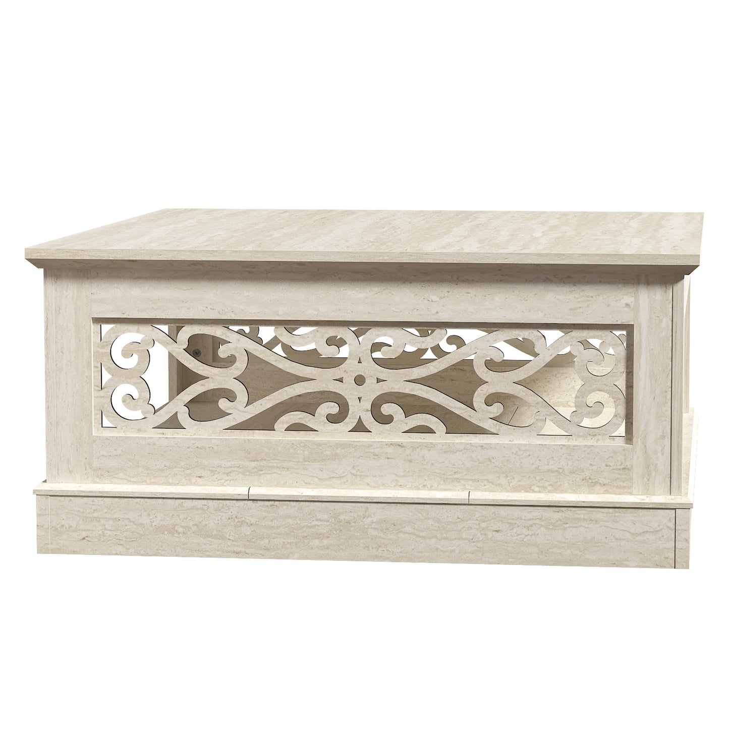Galano Wood Coffee Table with Storage Shelf 34.8" W x 34.8" D x 16.1" H
