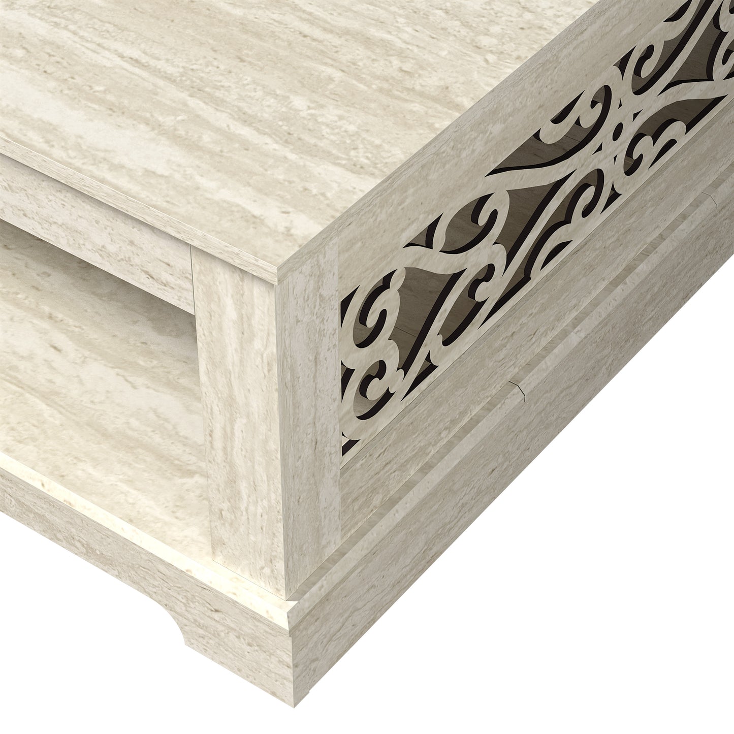 Galano Wood Coffee Table with Storage Shelf 34.8" W x 34.8" D x 16.1" H