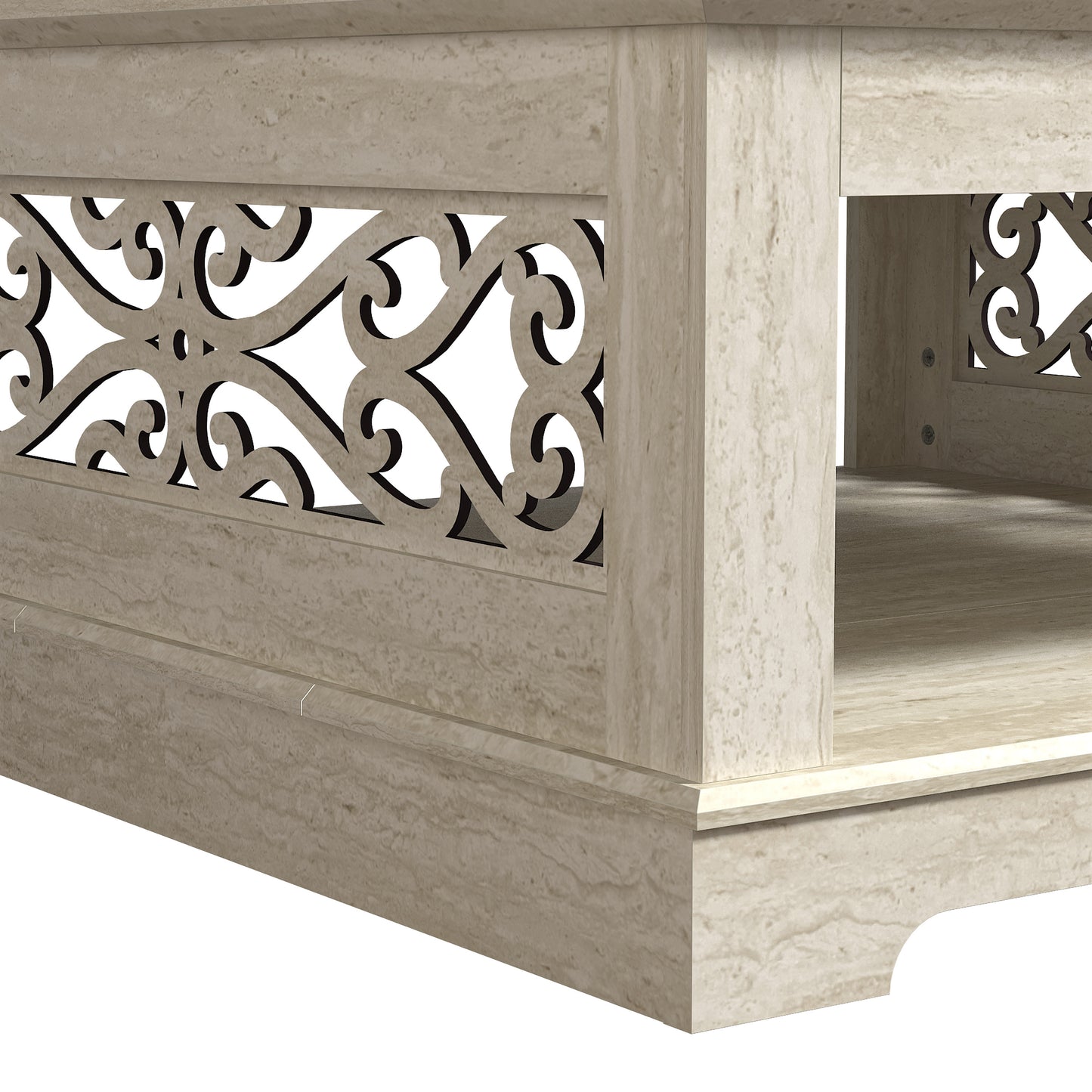 Galano Wood Coffee Table with Storage Shelf 34.8" W x 34.8" D x 16.1" H