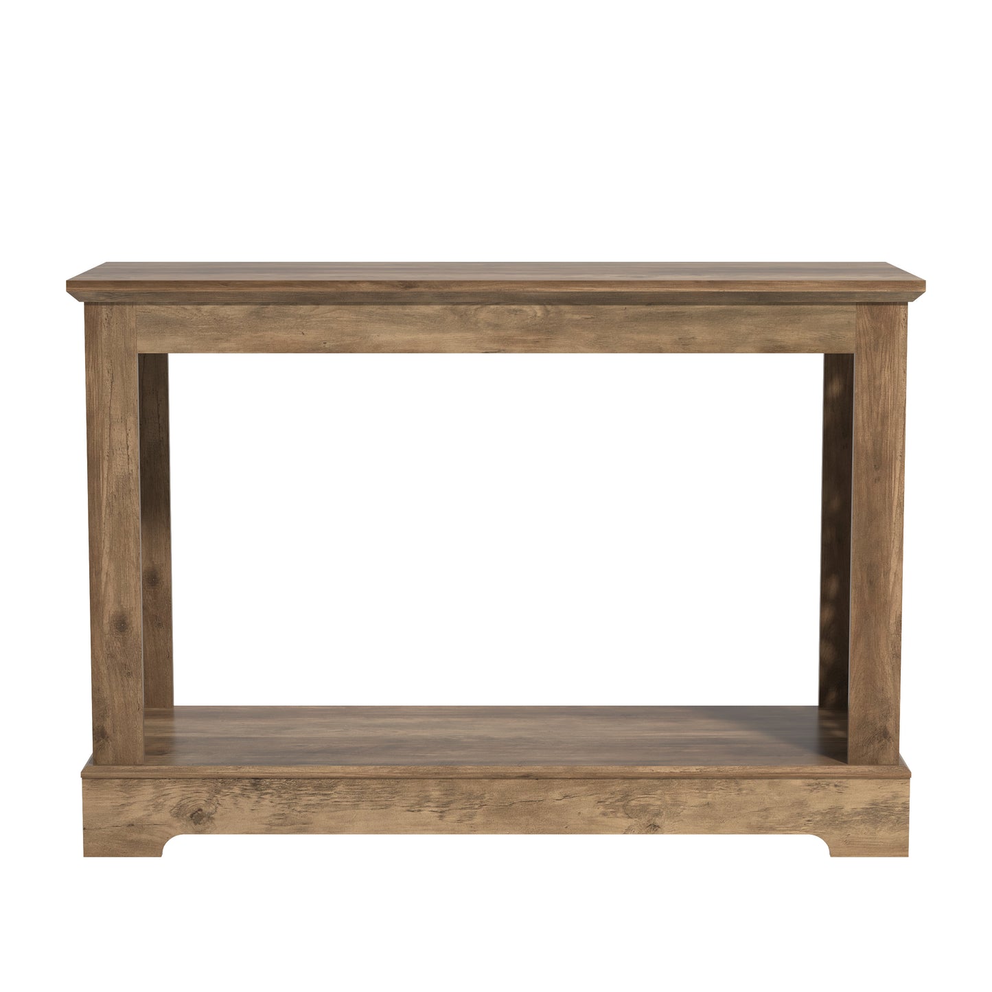 Galano Console Table with Laser-Cut Side Panels in Knotty Oak, 42.1" W x 14.8" D x 29.1" H