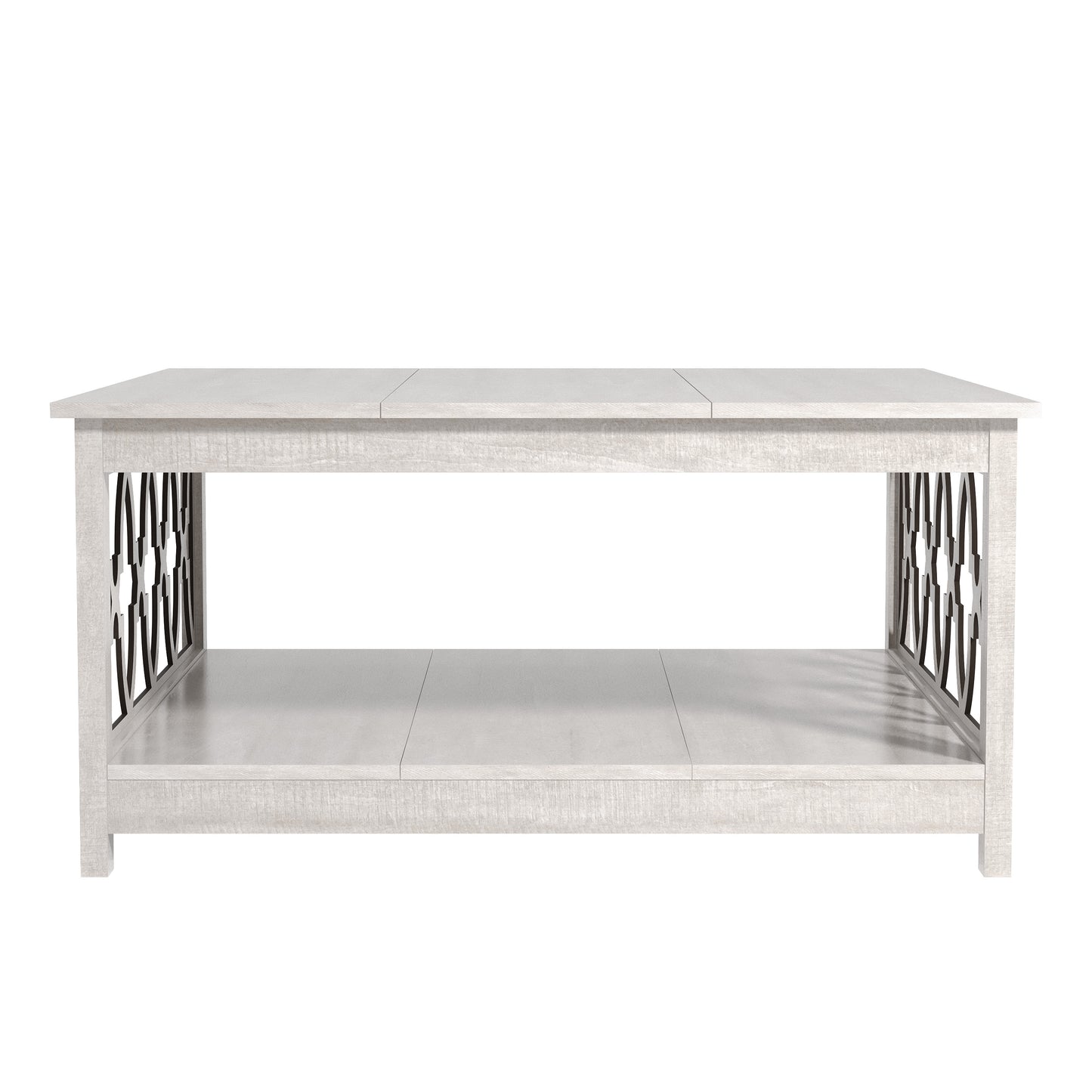 Galano Square Coffee Table with Storage Shelf in Dusty Gray Oak 34.9" W × 34.8" D × 17.1" H