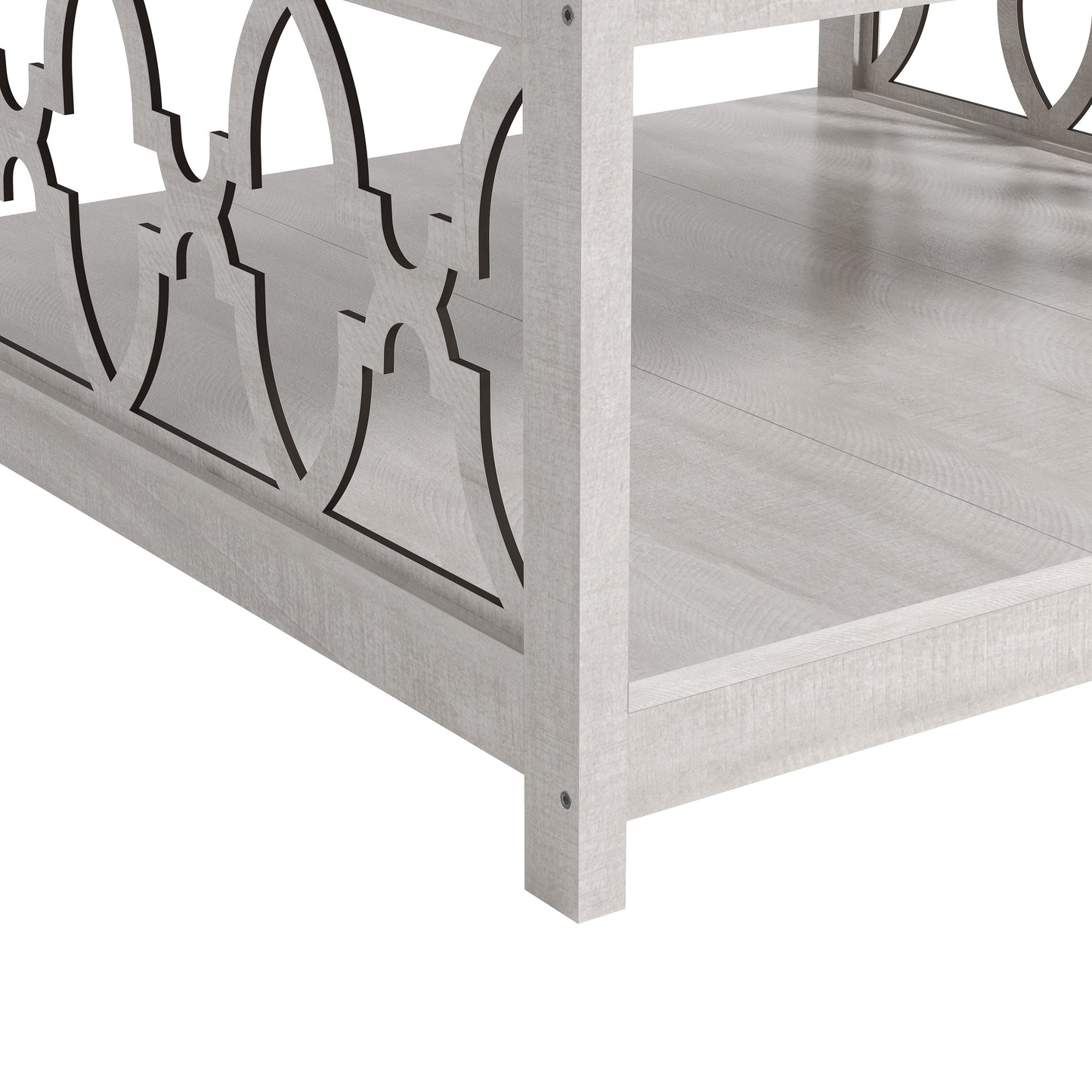 Galano Square Coffee Table with Storage Shelf in Dusty Gray Oak 34.9" W × 34.8" D × 17.1" H