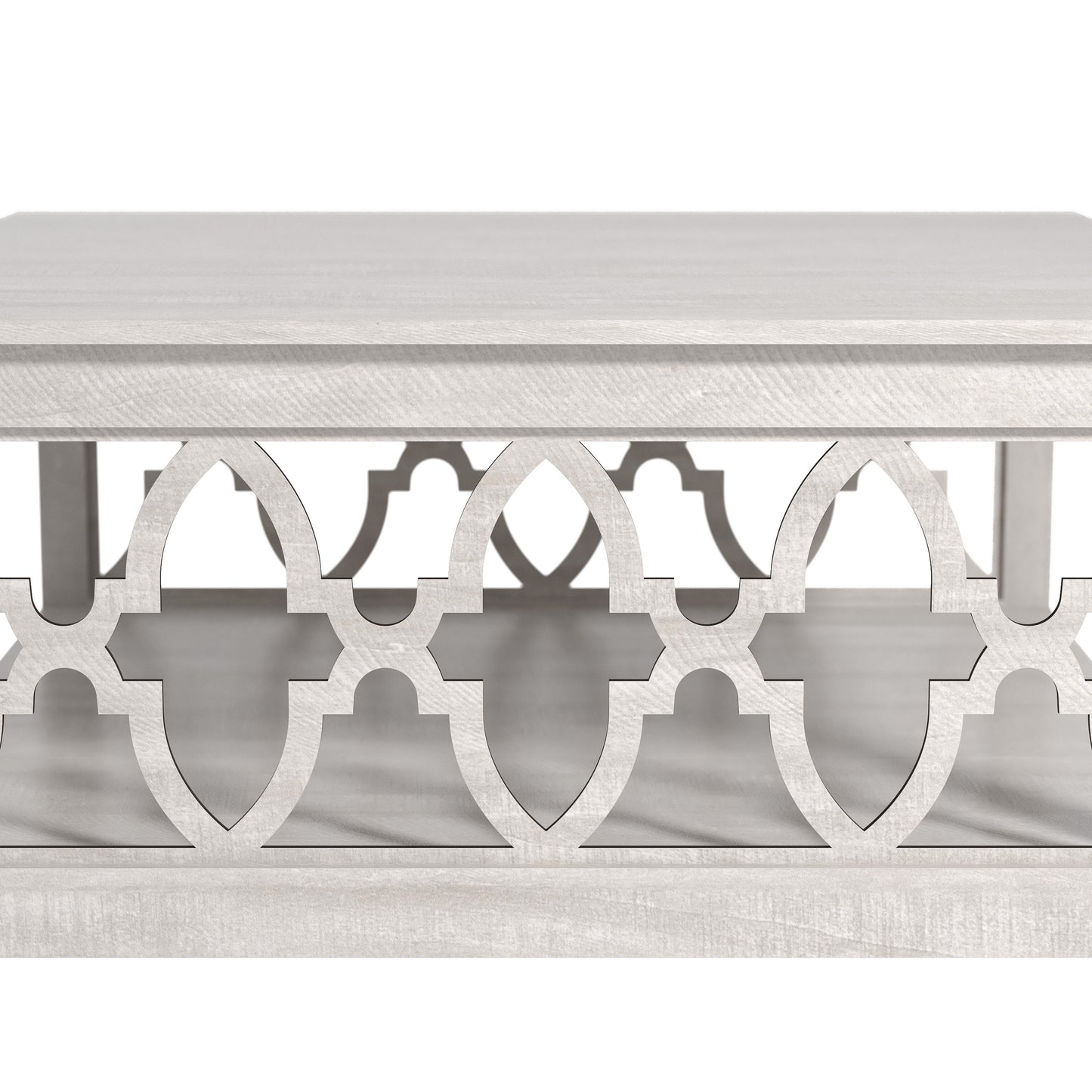 Galano Square Coffee Table with Storage Shelf in Dusty Gray Oak 34.9" W × 34.8" D × 17.1" H