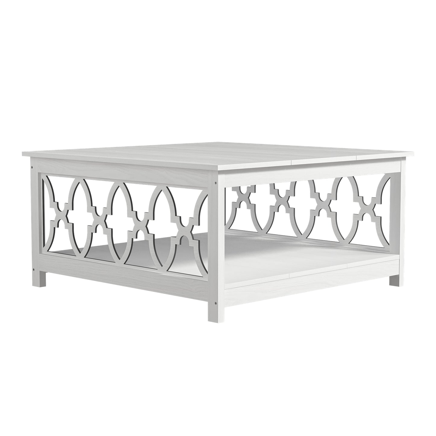 Galano Square Coffee Table with Open Cubby Storage 34.8" W × 34.9" D × 17.1" H